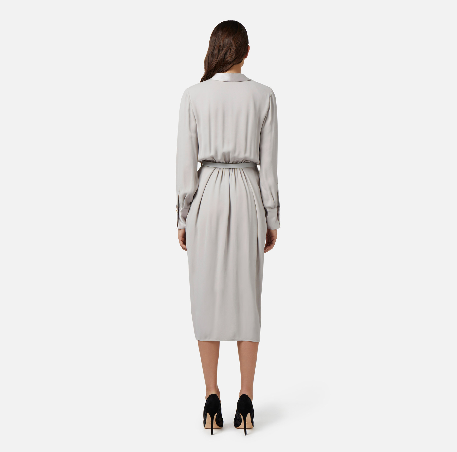 Abito midi a portafoglio in georgette di viscosa - Elisabetta Franchi® Outlet