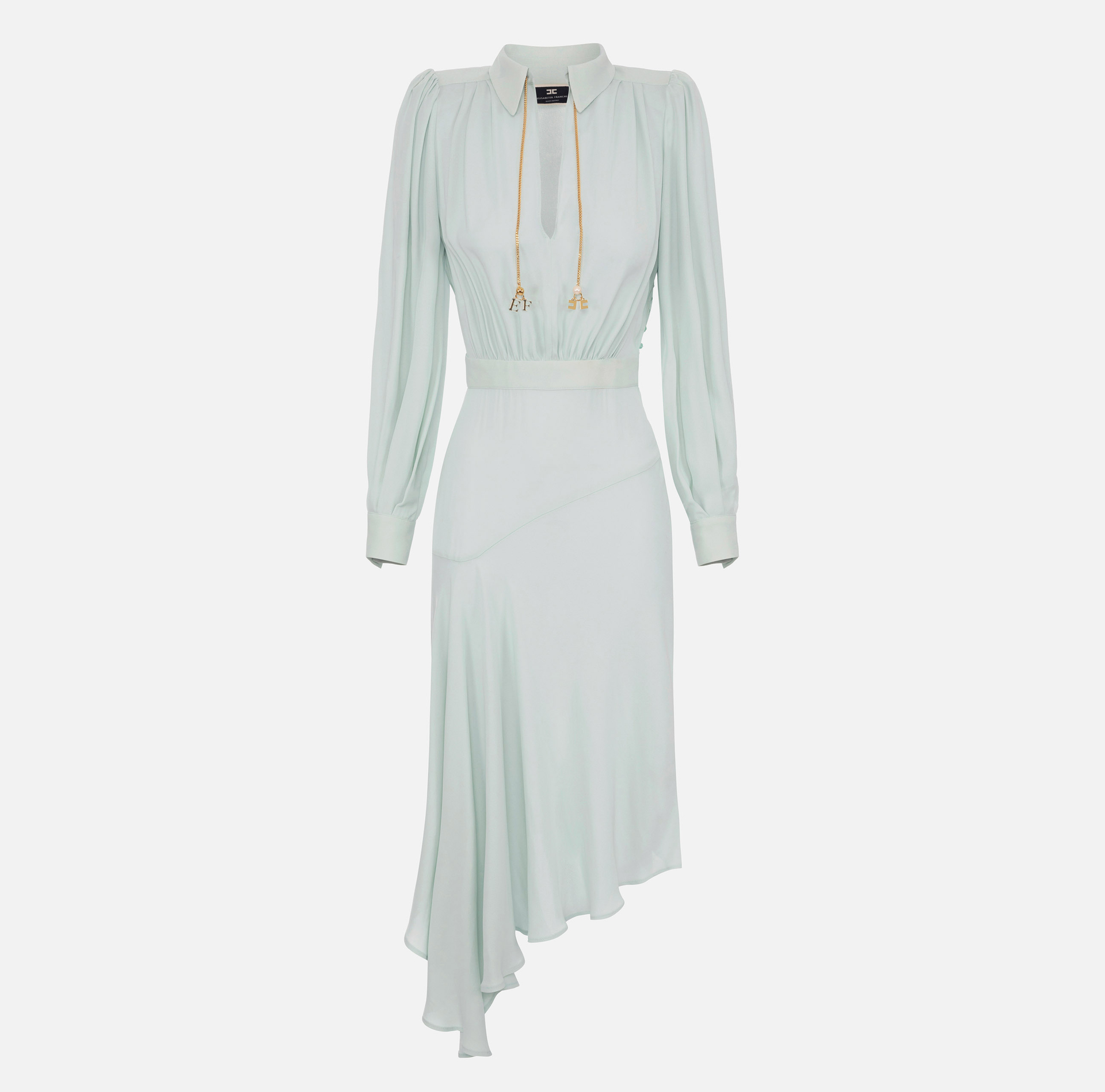 Asymmetric shirt-dress in georgette fabric - Elisabetta Franchi® Outlet