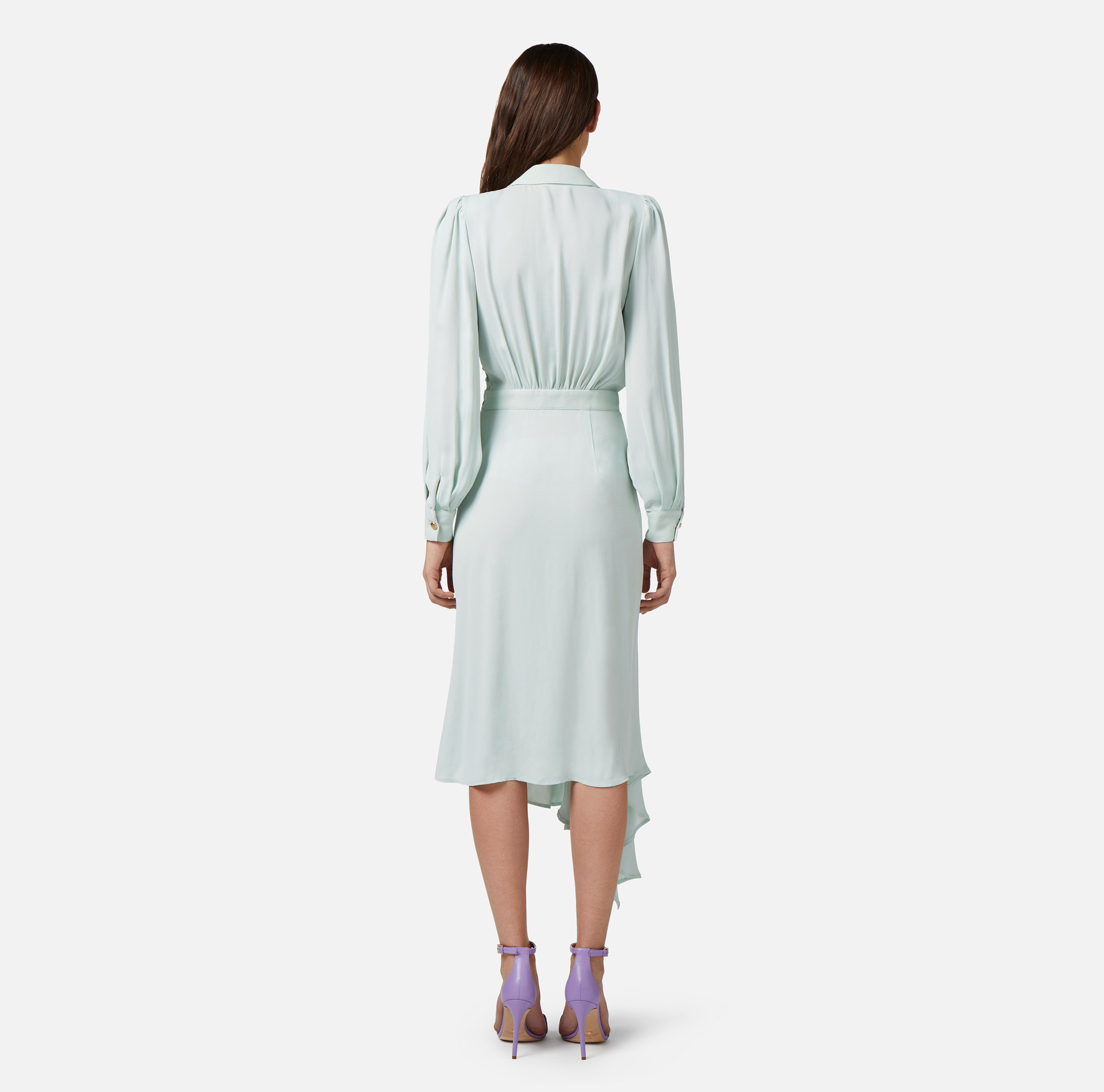 Asymmetric shirt-dress in georgette fabric - Elisabetta Franchi® Outlet