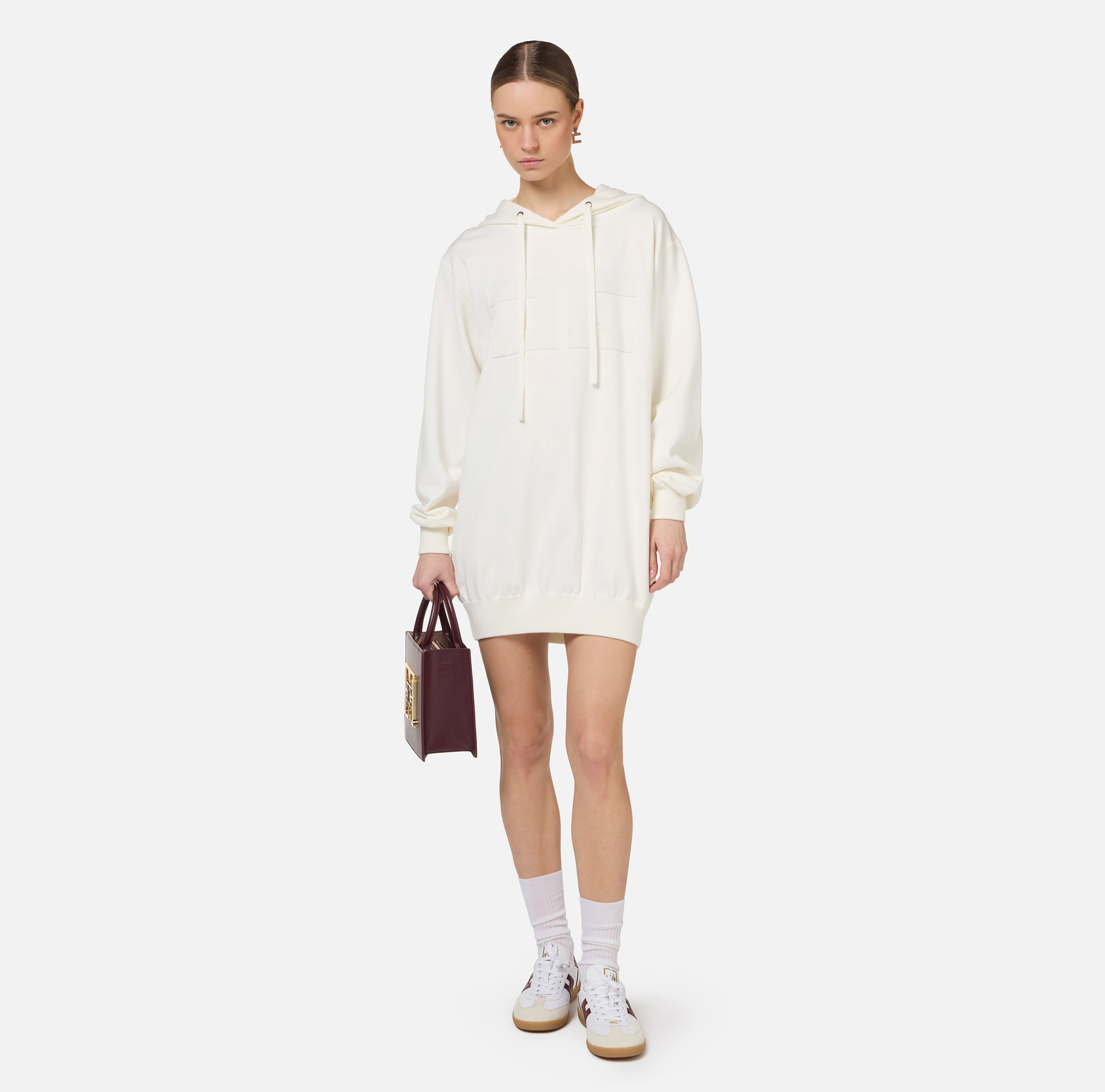 Robe sweat en viscose avec broderie logo | Elisabetta Franchi® Outlet