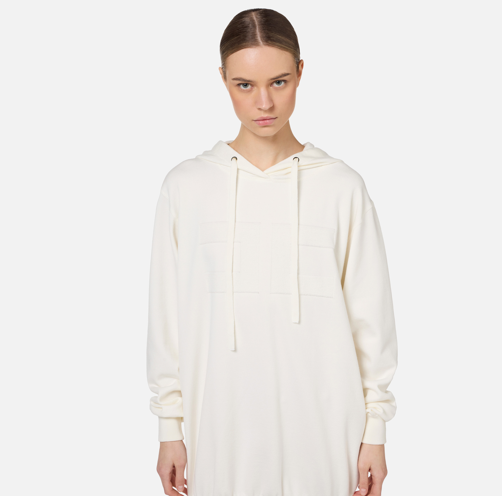 Viscose sweatshirt dress with logo embroidery | Elisabetta Franchi® Outlet