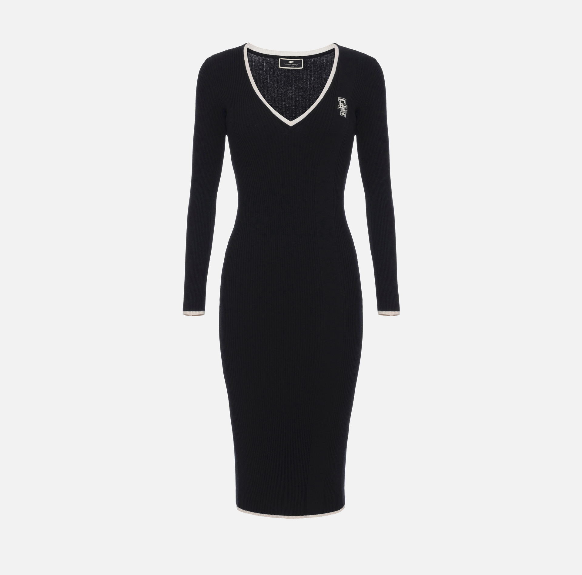 Midi dress in viscose fabric with contrasting logo | Elisabetta Franchi® Outlet