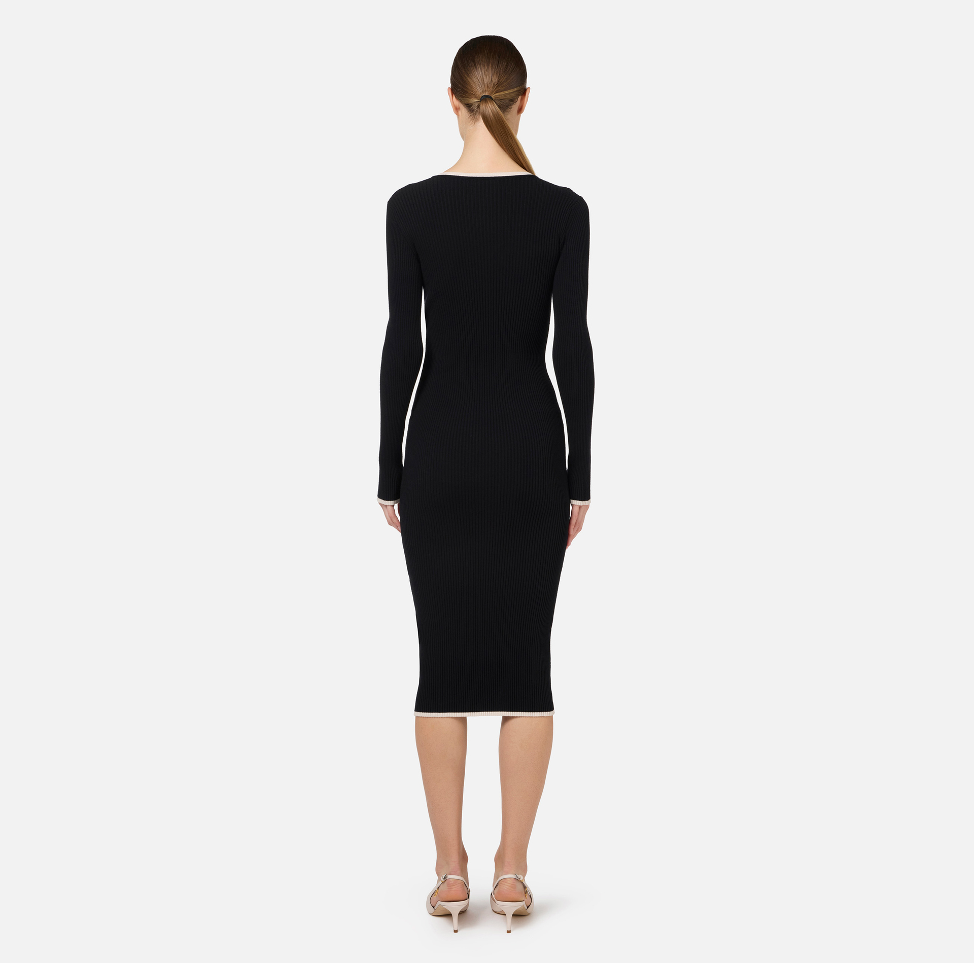 Midi dress in viscose fabric with contrasting logo | Elisabetta Franchi® Outlet