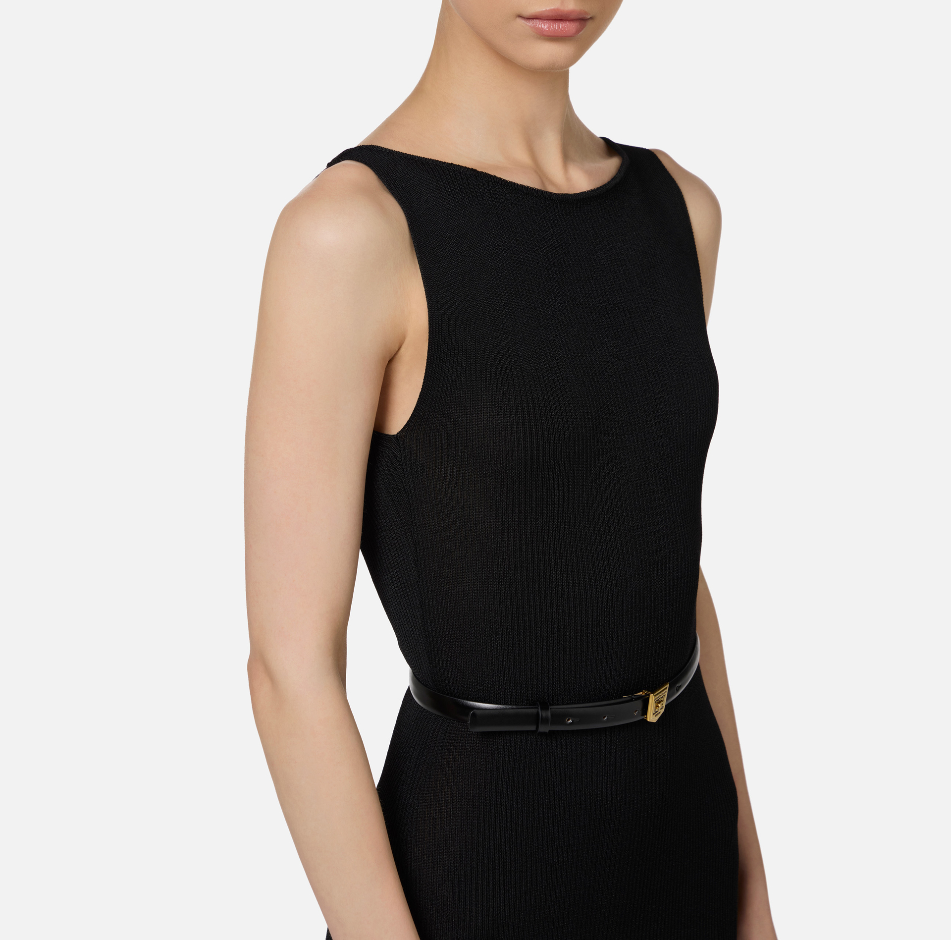 Robe longue en viscose côtelée plissée | Elisabetta Franchi® Outlet