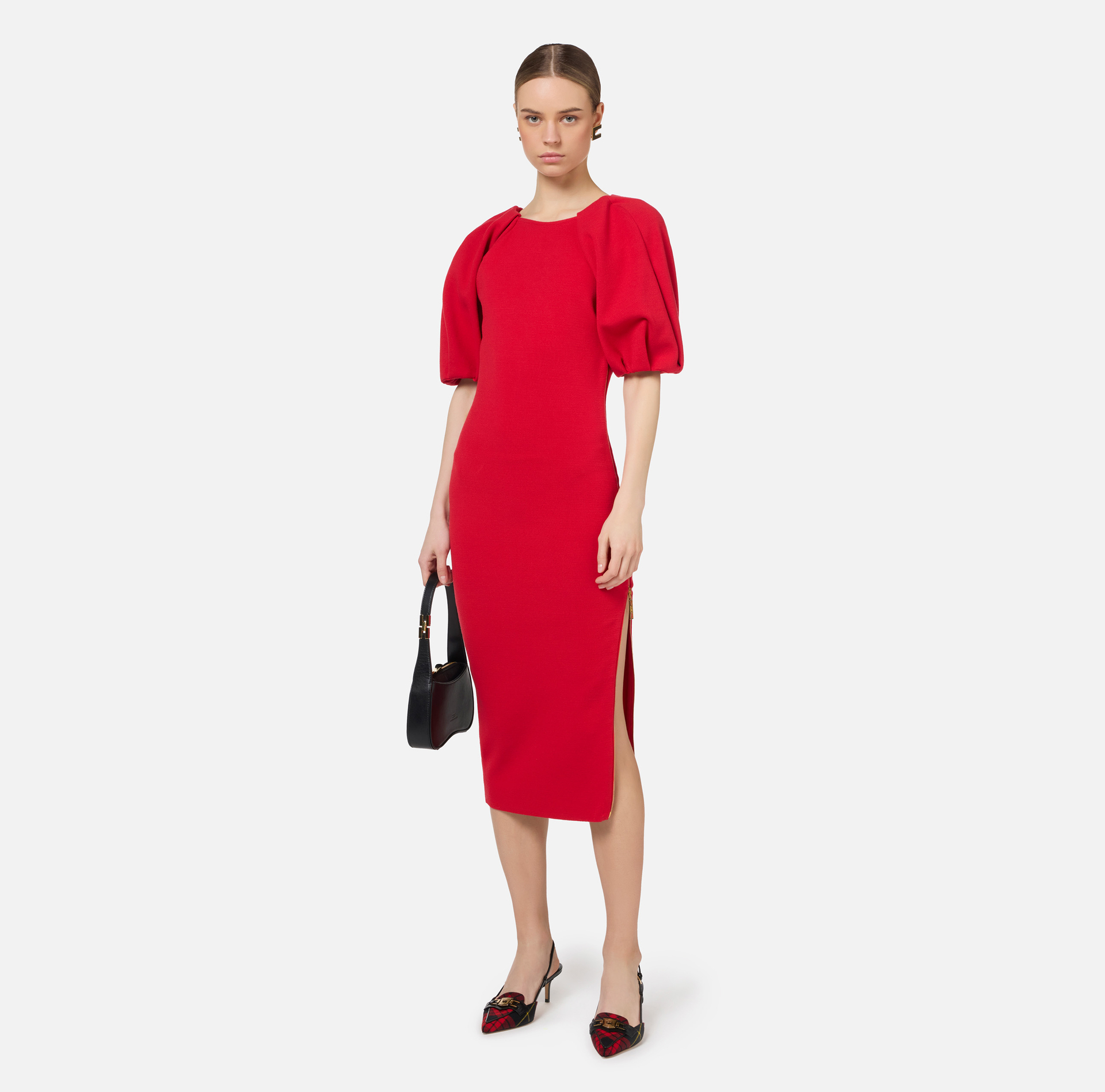 Viscose midi dress with zip detail | Elisabetta Franchi® Outlet