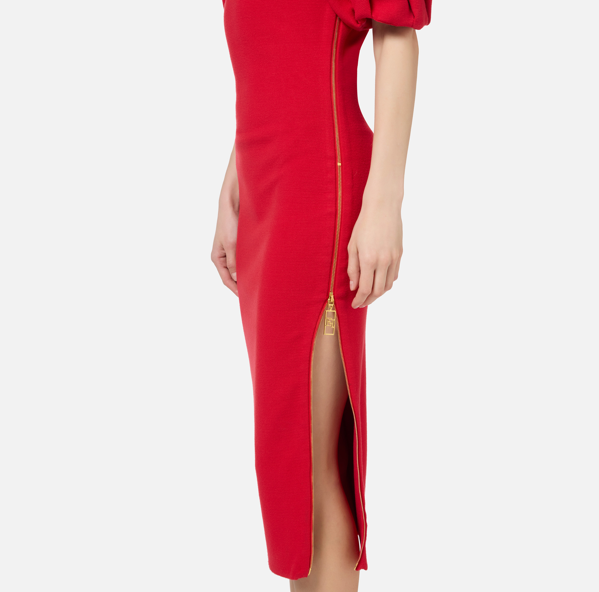 Viscose midi dress with zip detail | Elisabetta Franchi® Outlet