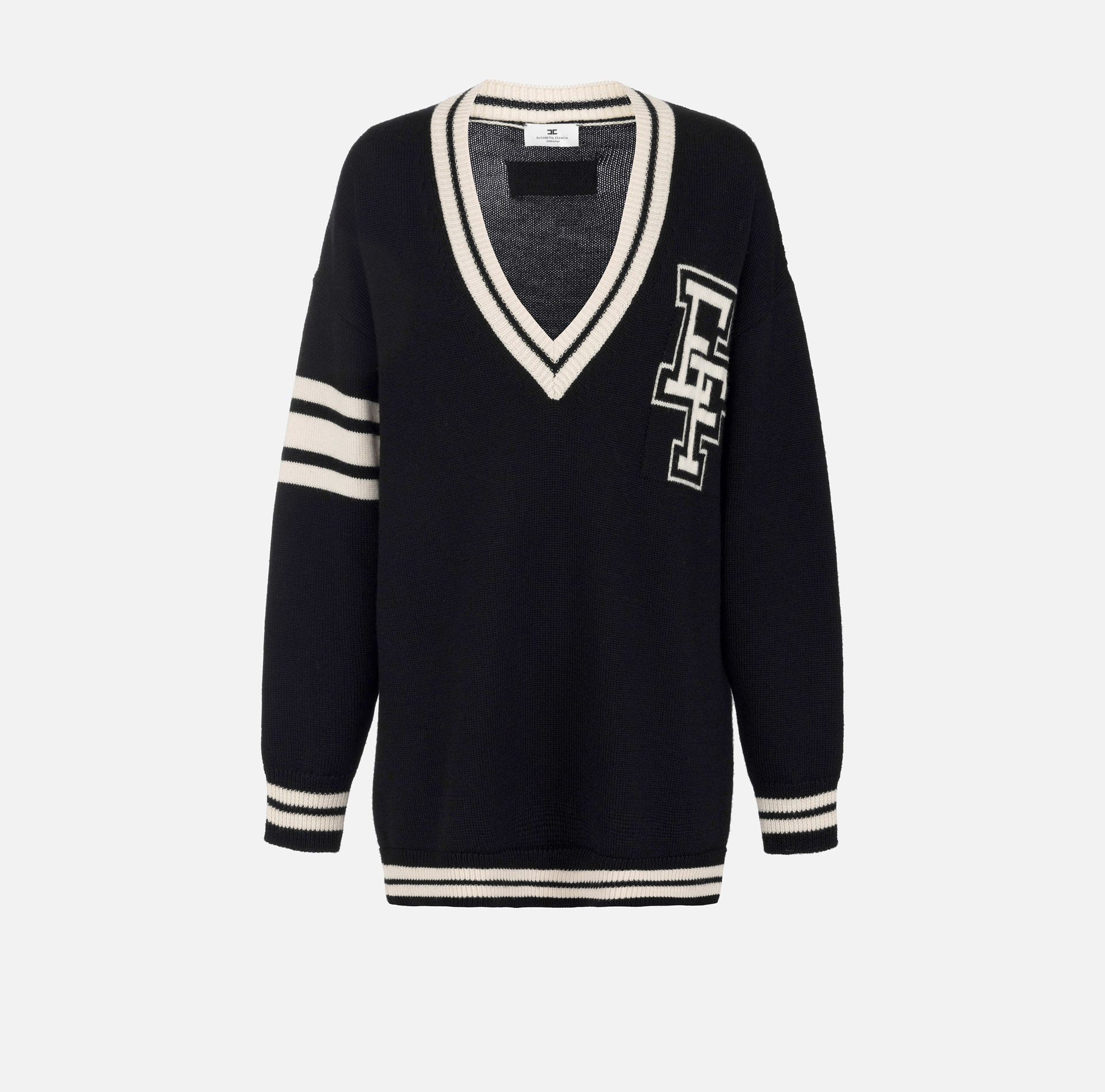 College-style wool mini-dress | Elisabetta Franchi® Outlet