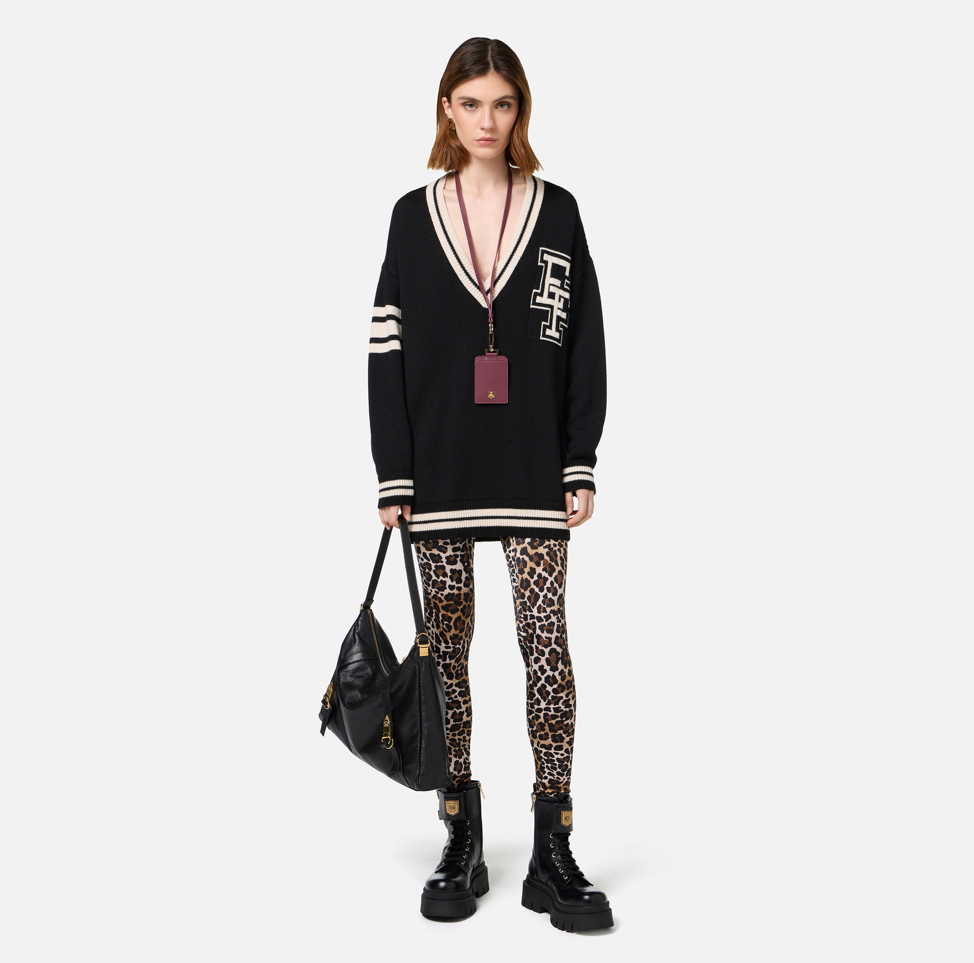 College-style wool mini-dress | Elisabetta Franchi® Outlet