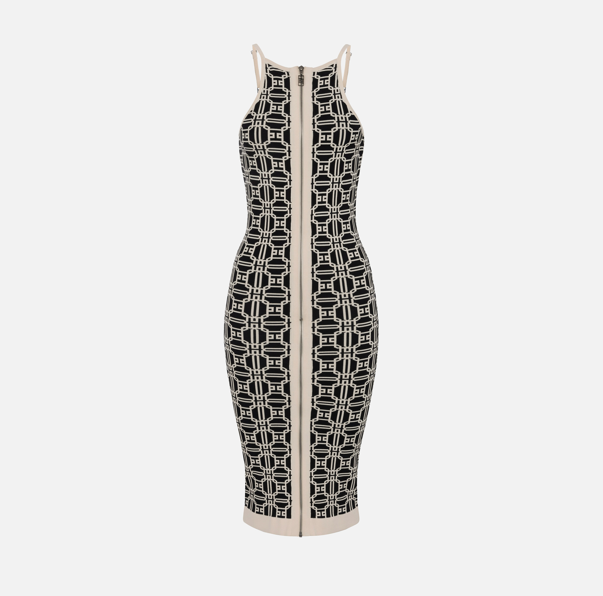 Jacquard logo midi dress | Elisabetta Franchi® Outlet