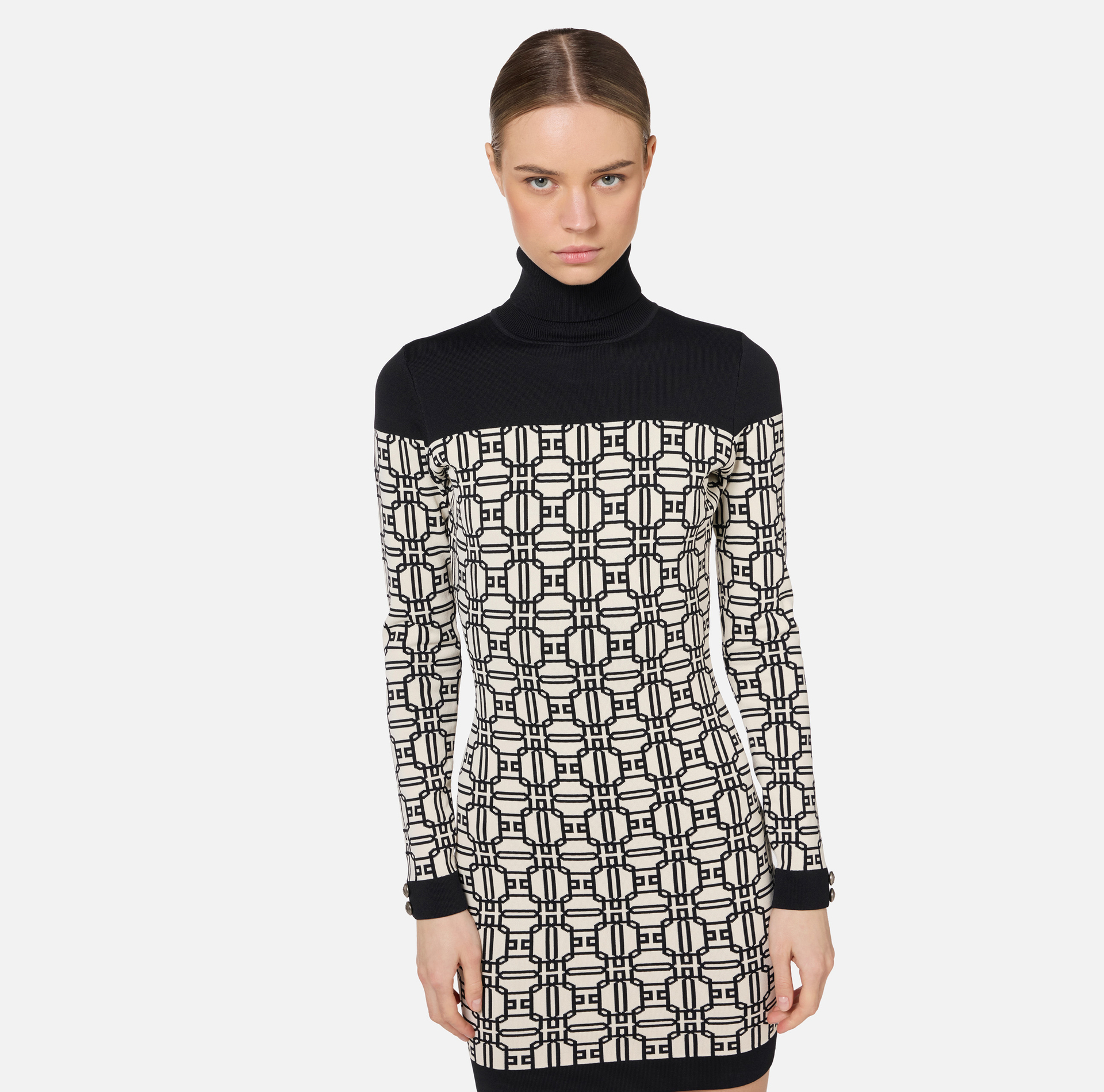 Mini-robe col roulé logo jacquard | Elisabetta Franchi® Outlet