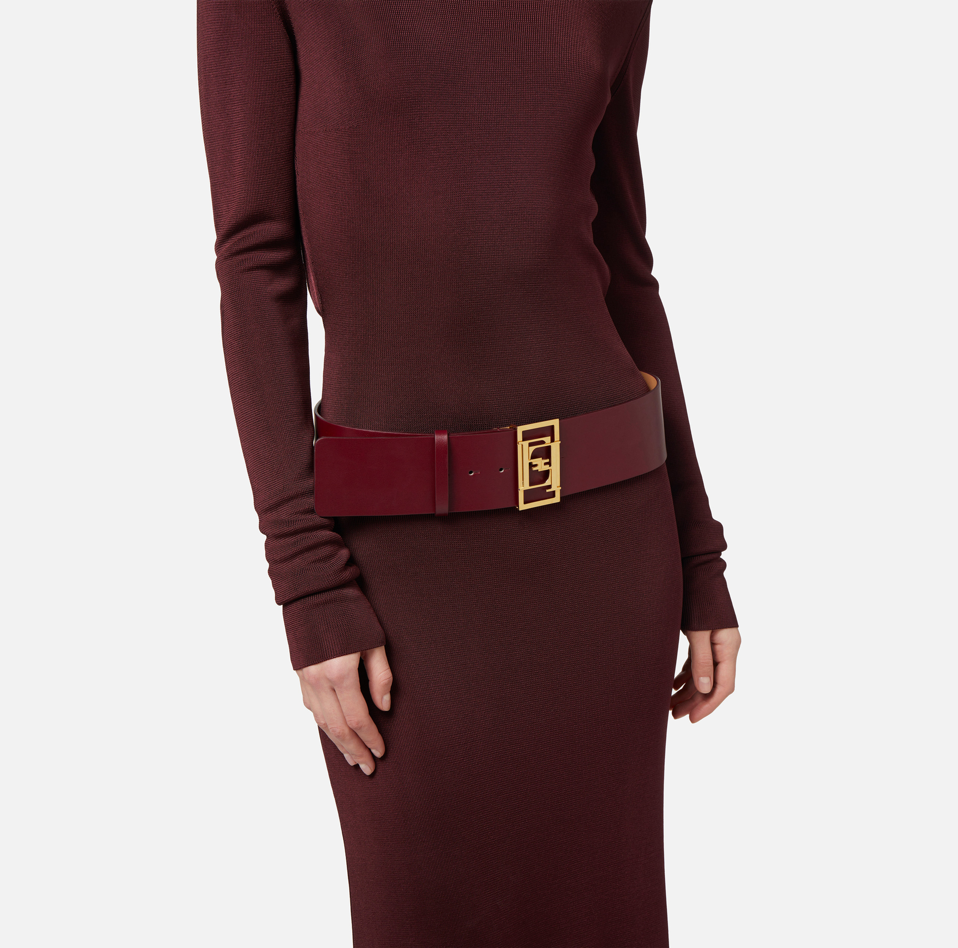 Robe Red Carpet en viscose brillante avec ceinture | Elisabetta Franchi® Outlet