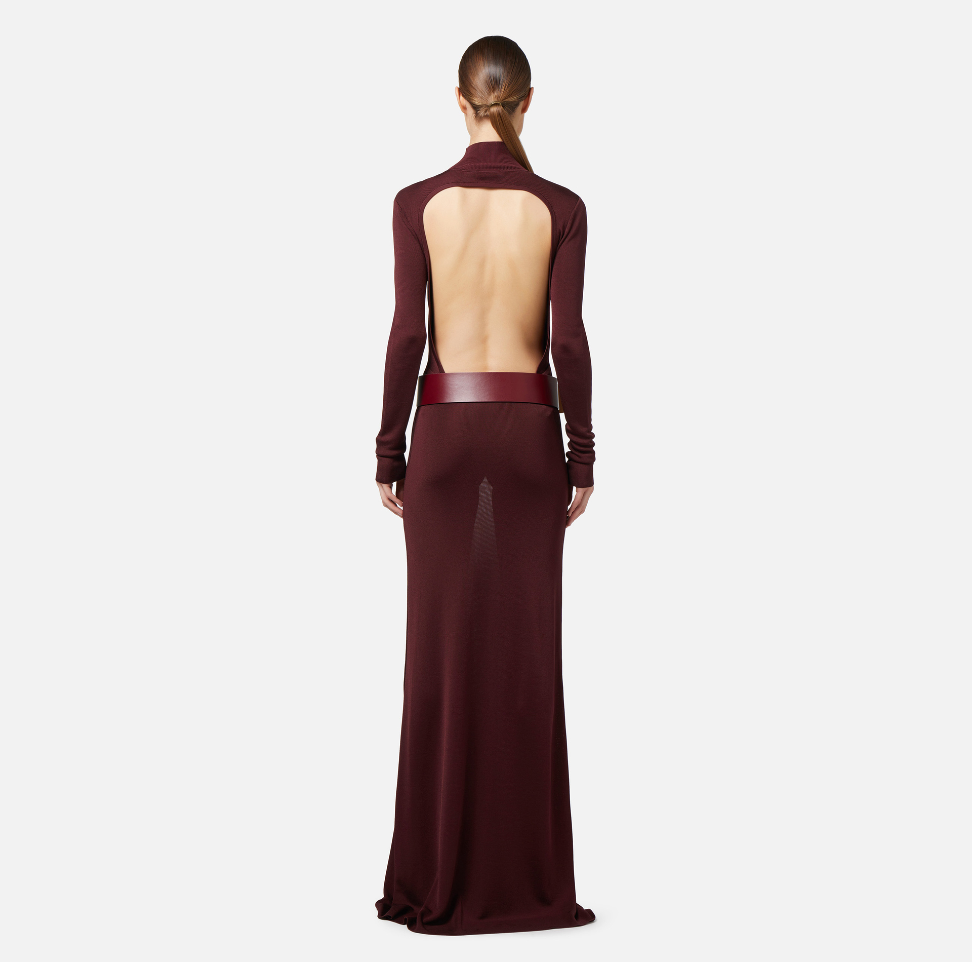 Robe Red Carpet en viscose brillante avec ceinture | Elisabetta Franchi® Outlet