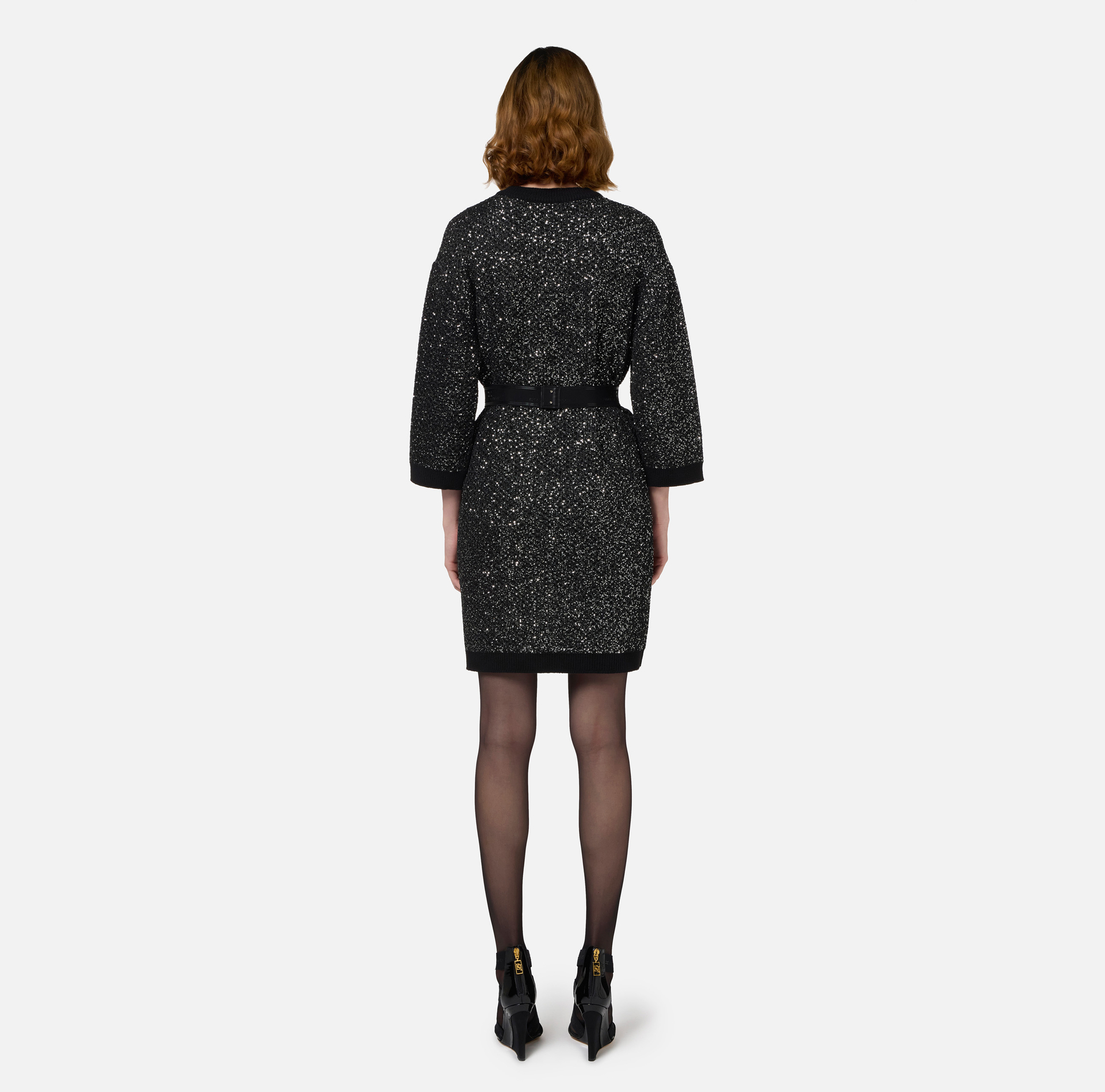 Wool mini-dress with sequin thread | Elisabetta Franchi® Outlet