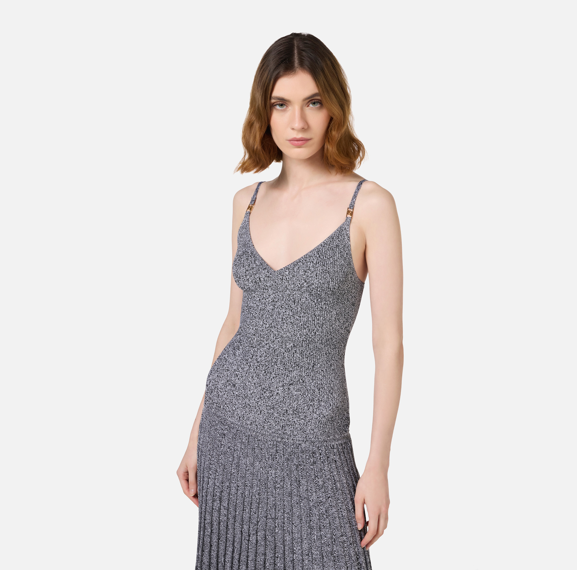 Abito midi in viscosa effetto plissé | Elisabetta Franchi® Outlet