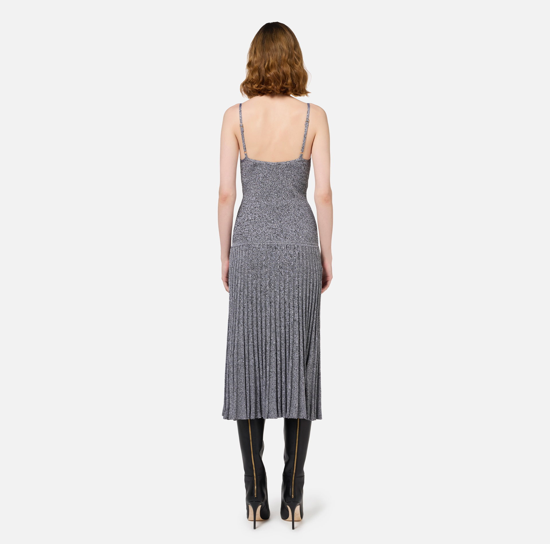 Abito midi in viscosa effetto plissé | Elisabetta Franchi® Outlet