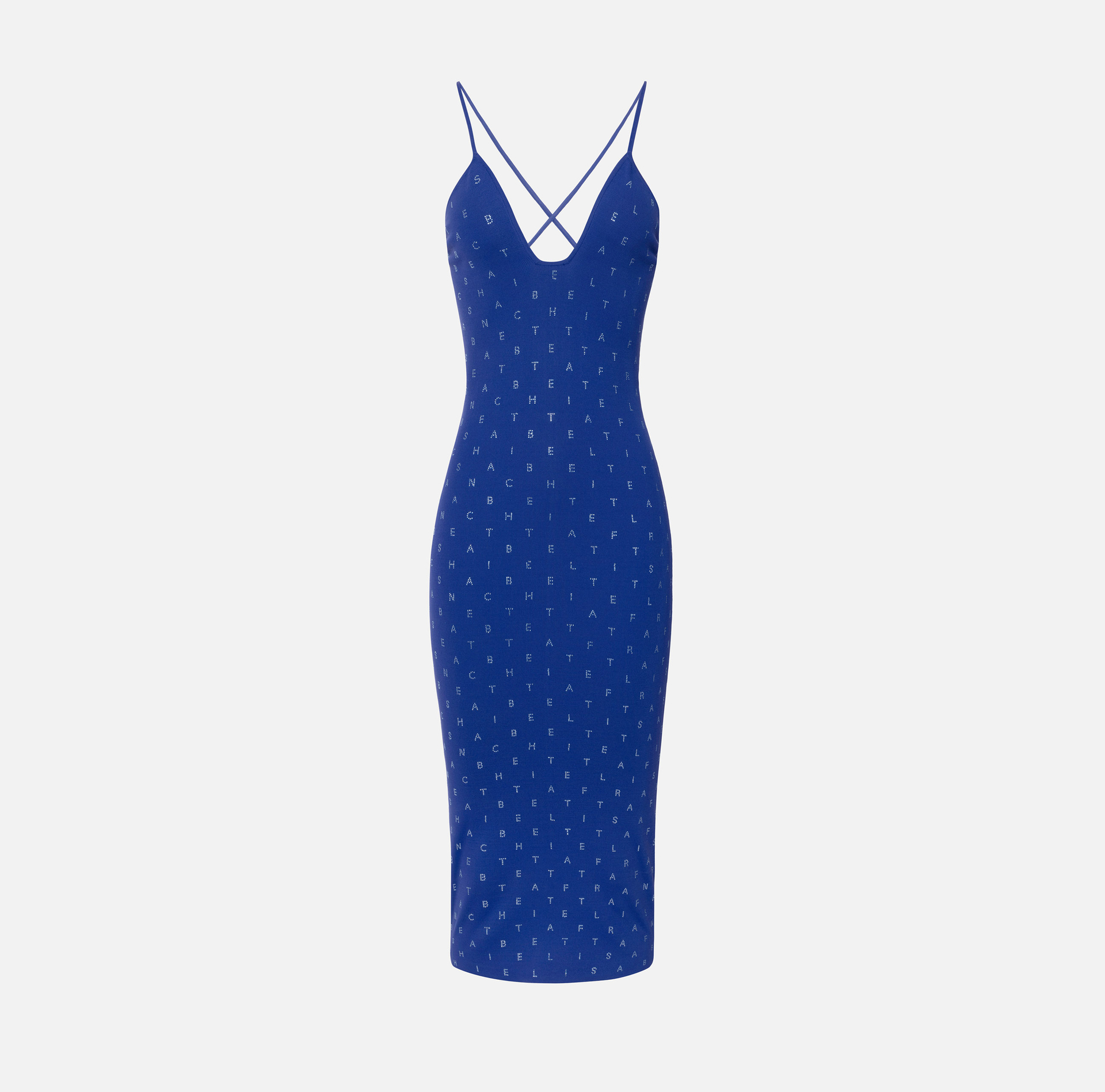 Midi dress in viscose with rhinestone lettering - Elisabetta Franchi® Outlet