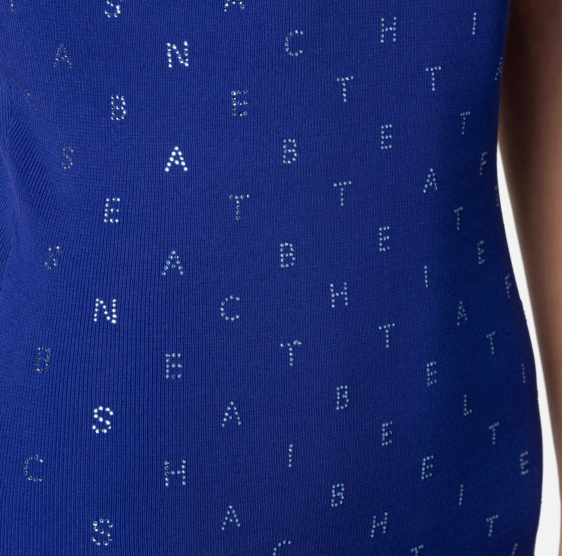 Midi dress in viscose with rhinestone lettering - Elisabetta Franchi® Outlet