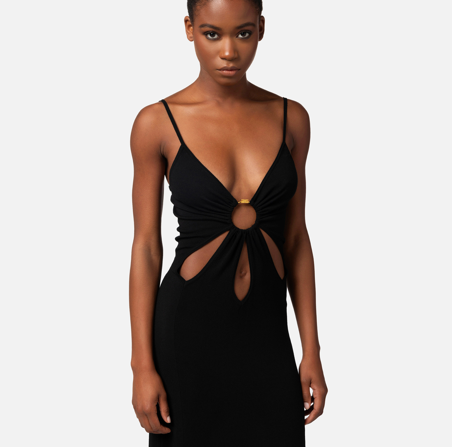 Robe Red Carpet en viscose avec anneau - Elisabetta Franchi® Outlet