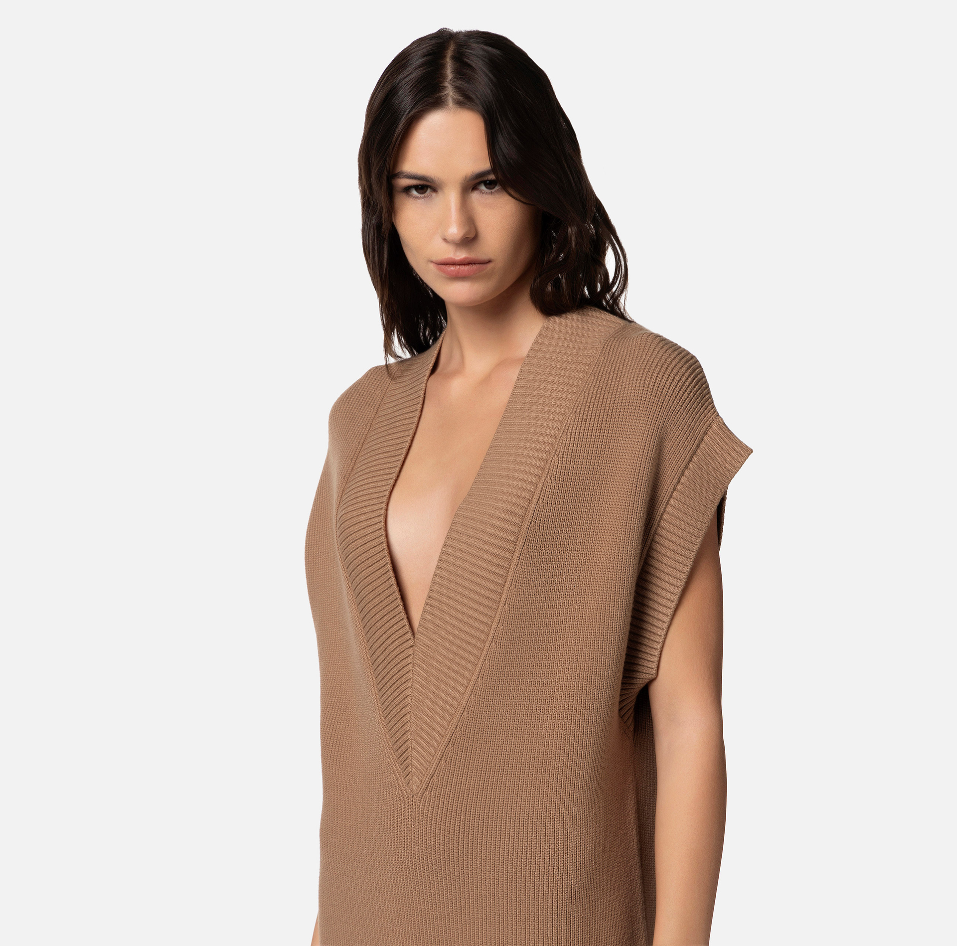 Viscose boxy mini-dress with straps on pockets | Elisabetta Franchi® Outlet