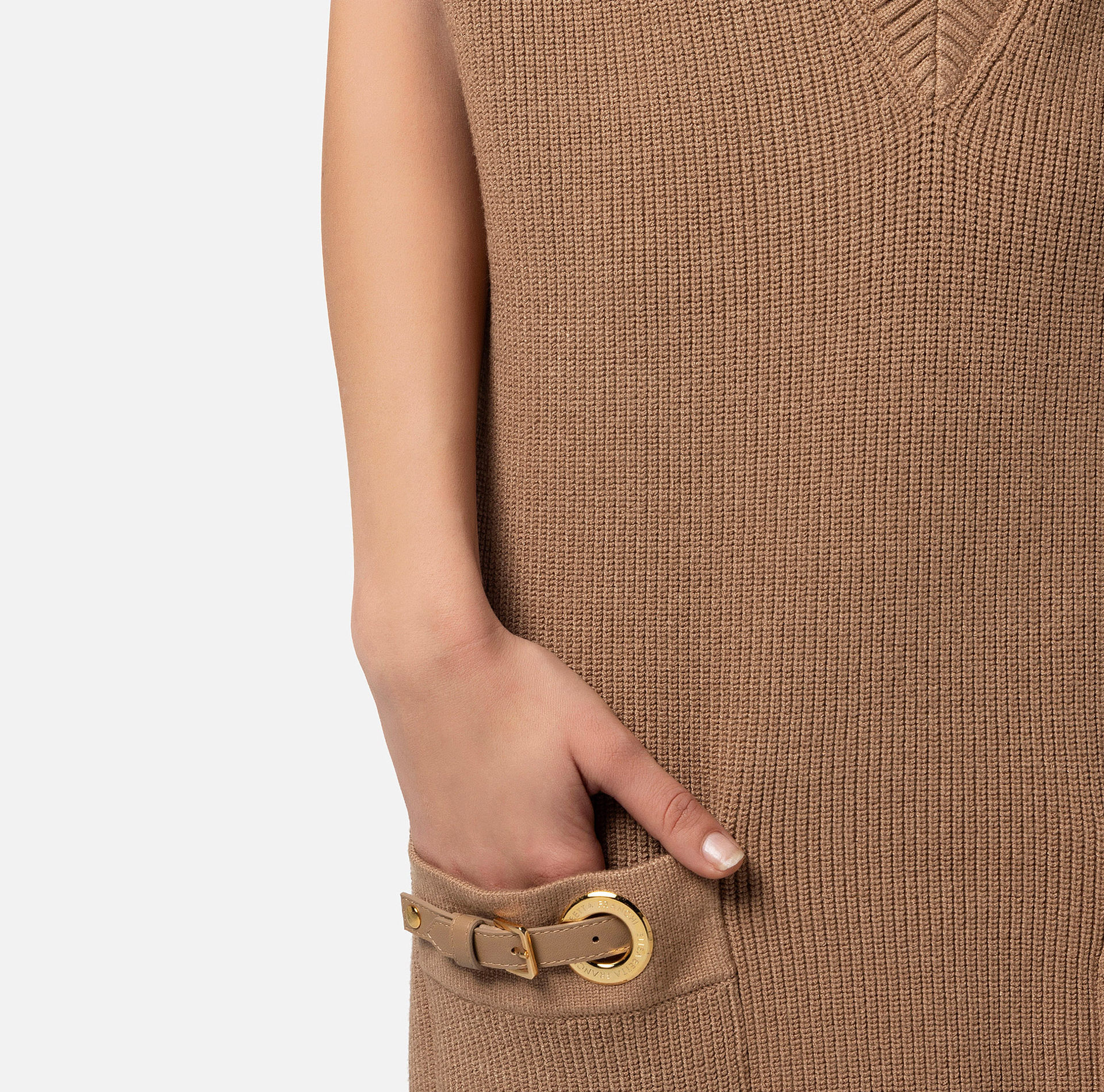 Viscose boxy mini-dress with straps on pockets | Elisabetta Franchi® Outlet
