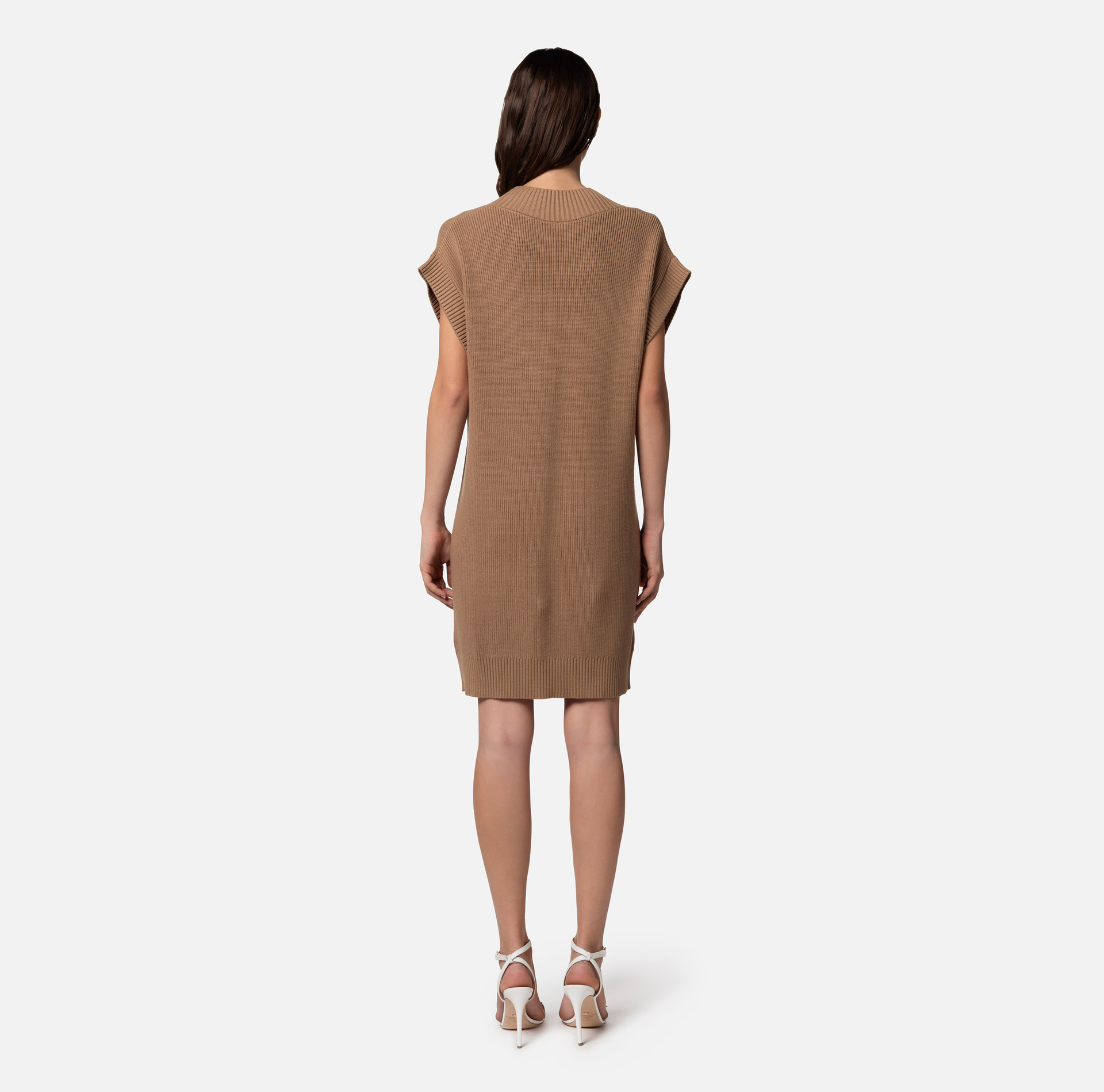 Viscose boxy mini-dress with straps on pockets | Elisabetta Franchi® Outlet