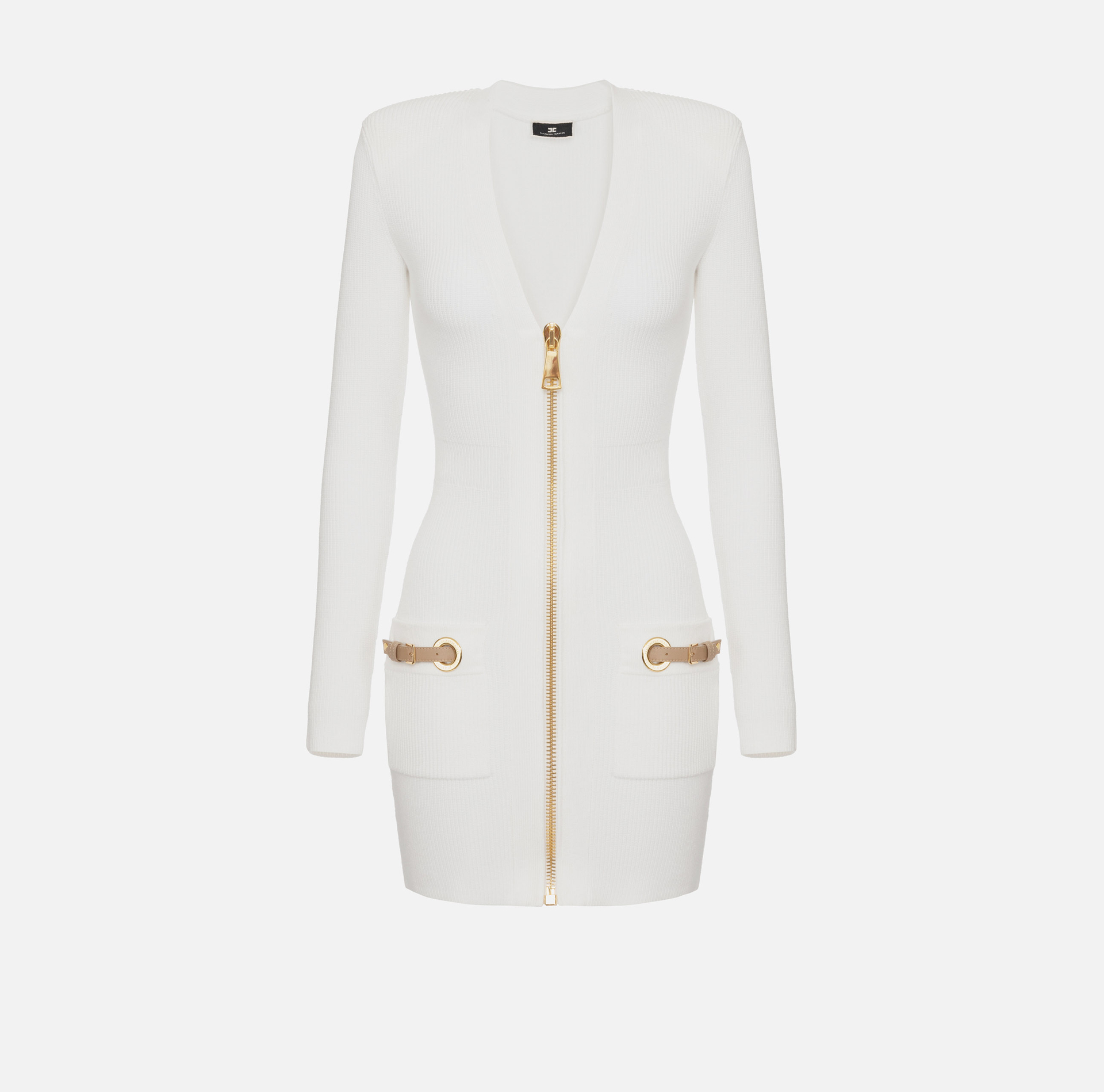 Viscose mini-dress with straps on the pockets - Elisabetta Franchi® Outlet