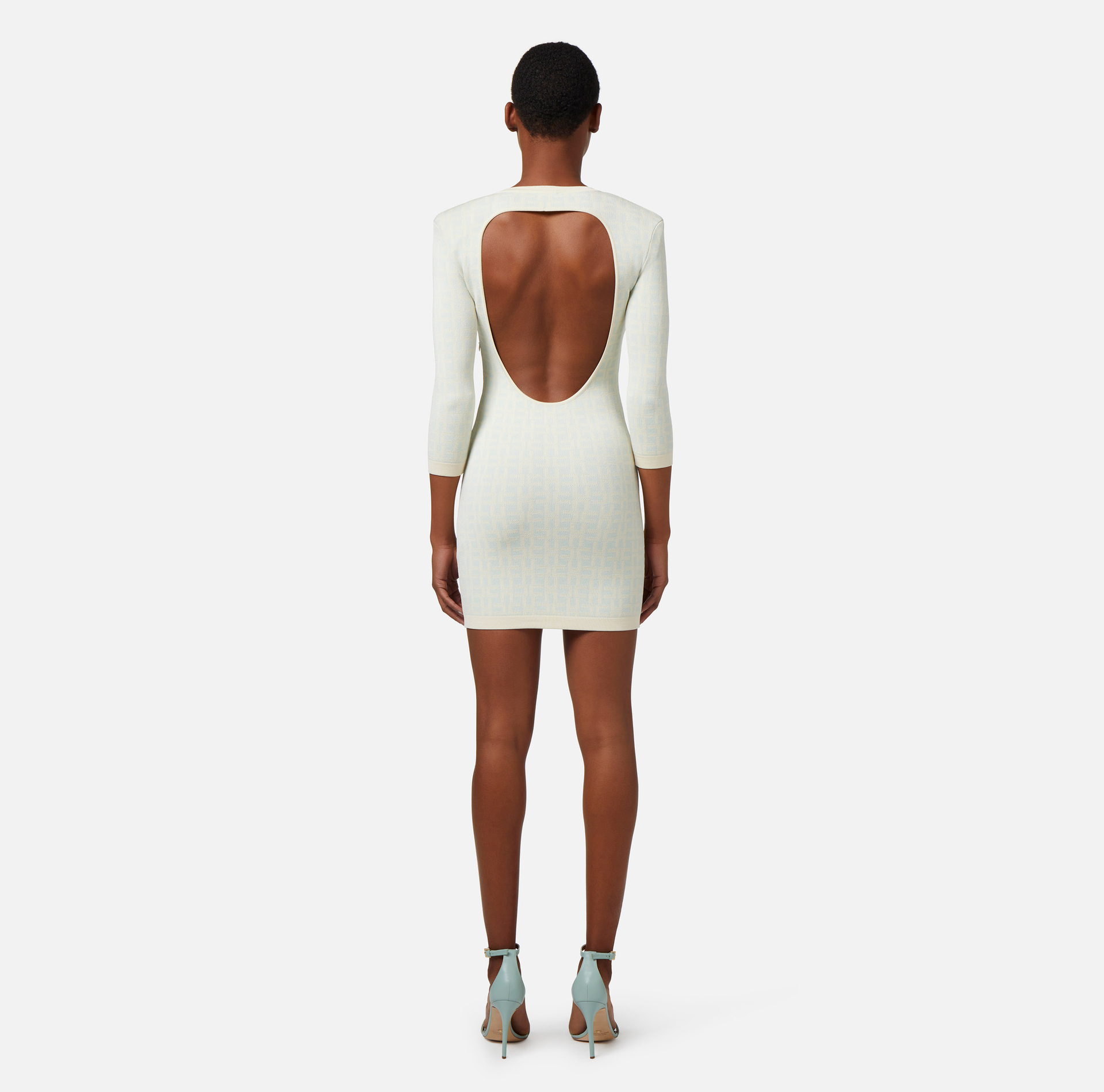 Mini-robe en viscose jacquard avec hublot dans le dos - Elisabetta Franchi® Outlet