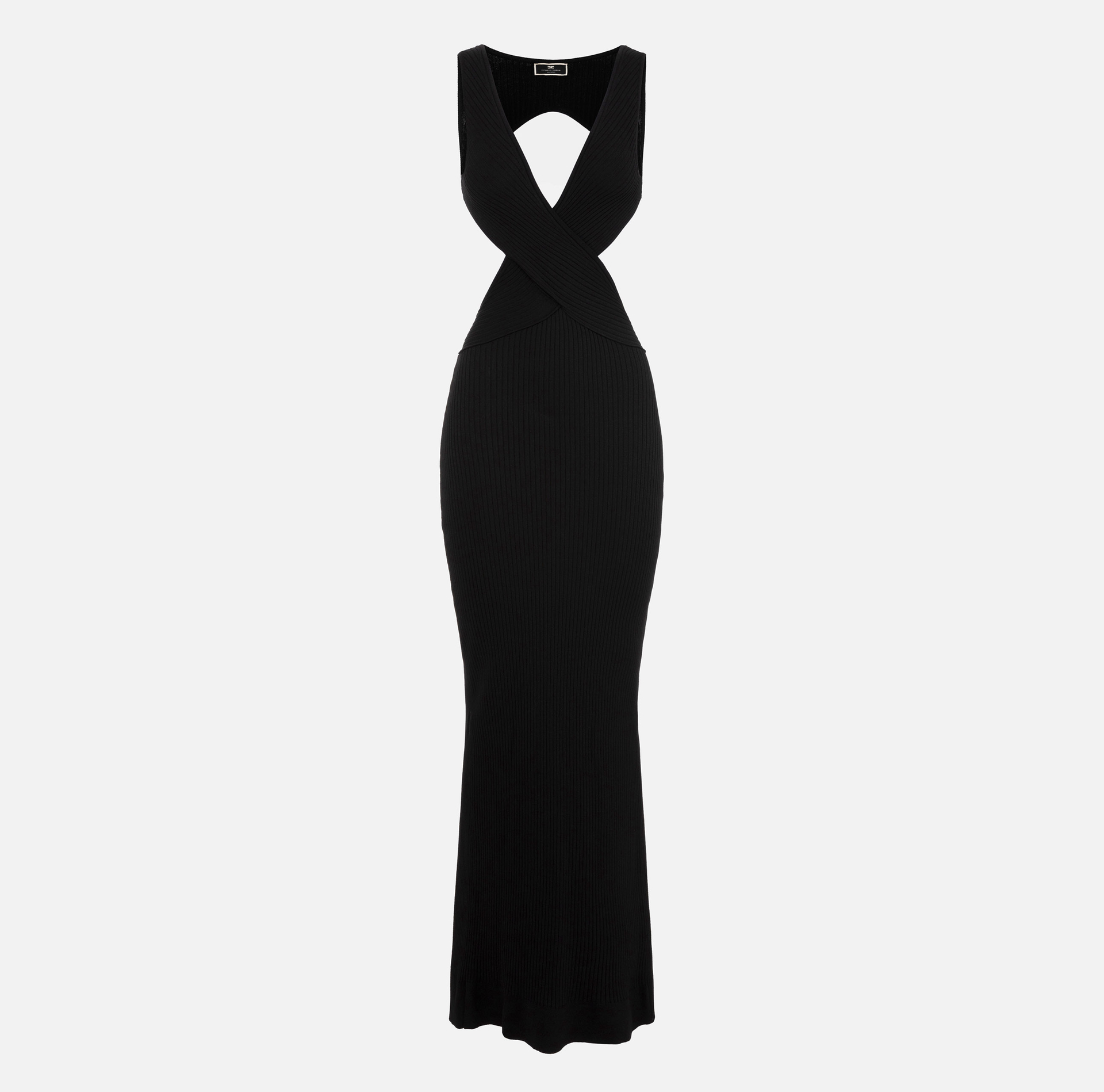 Ribbed viscose red carpet dress with back cut-out - Elisabetta Franchi® Outlet