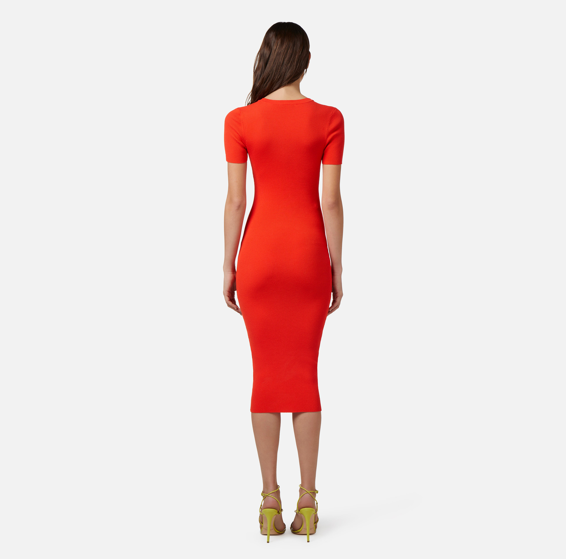 Midi dress in ribbed viscose fabric with necklace - Elisabetta Franchi® Outlet