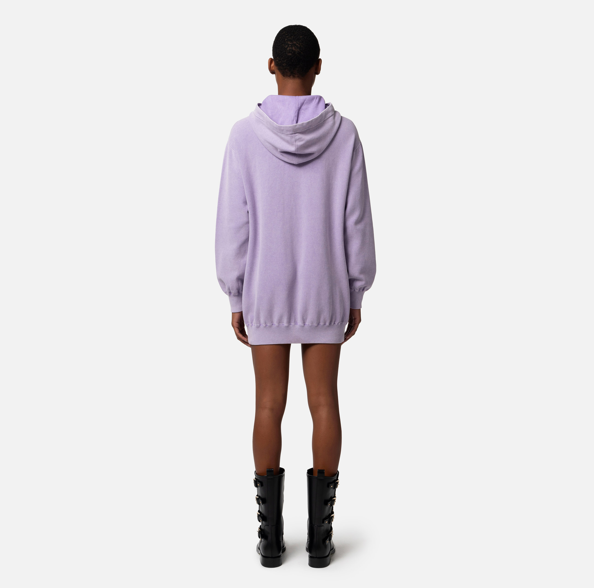 Cotton stone wash sweatshirt dress - Elisabetta Franchi® Outlet