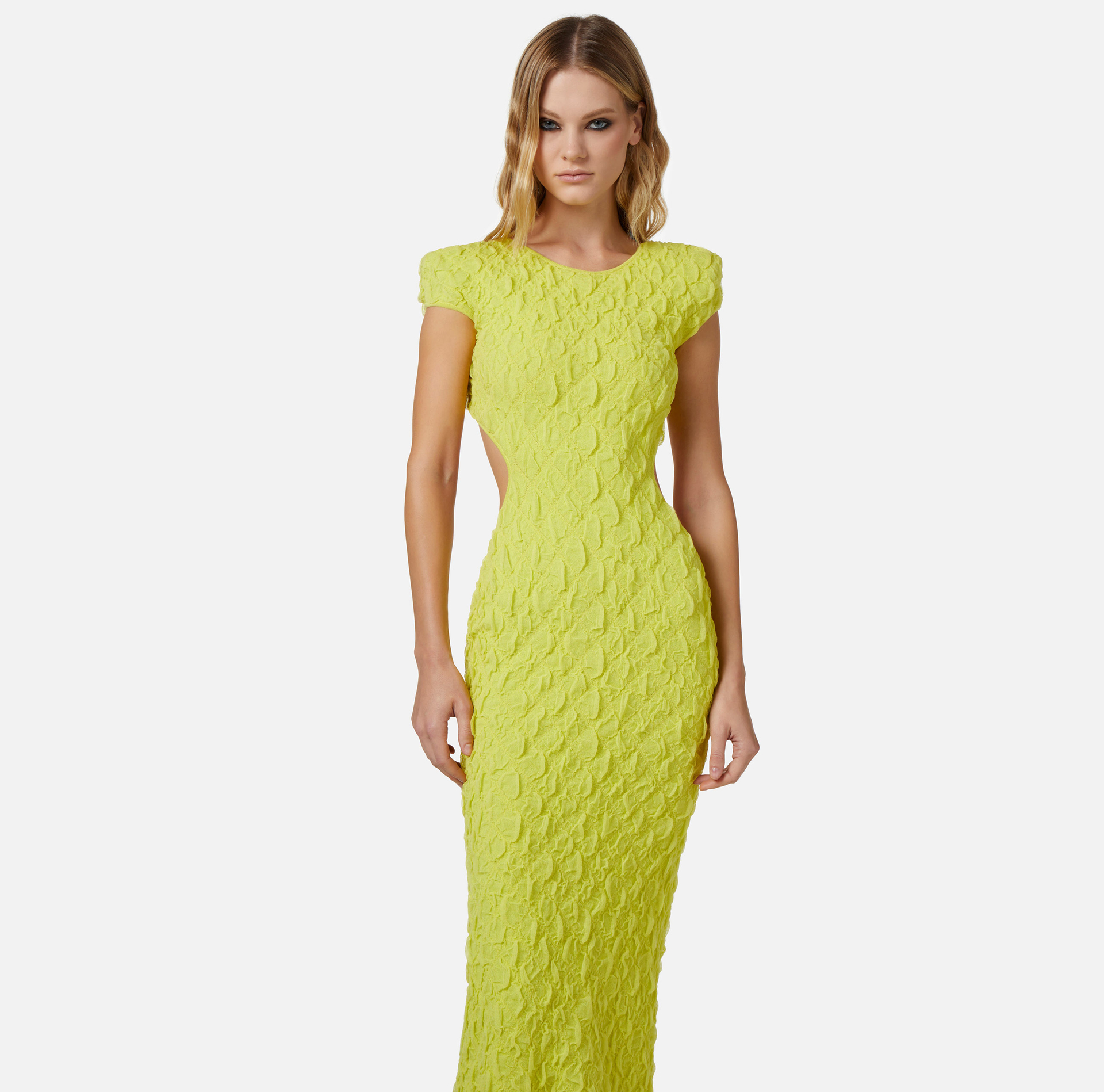 Red carpet dress in embossed viscose - Elisabetta Franchi® Outlet