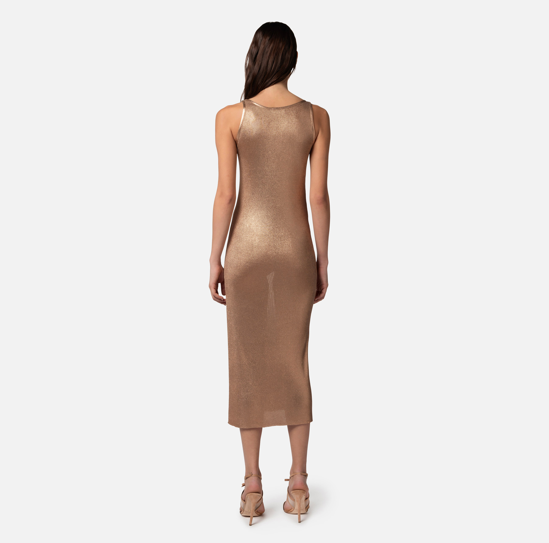 Abito midi in viscosa laminata con charms - Elisabetta Franchi® Outlet
