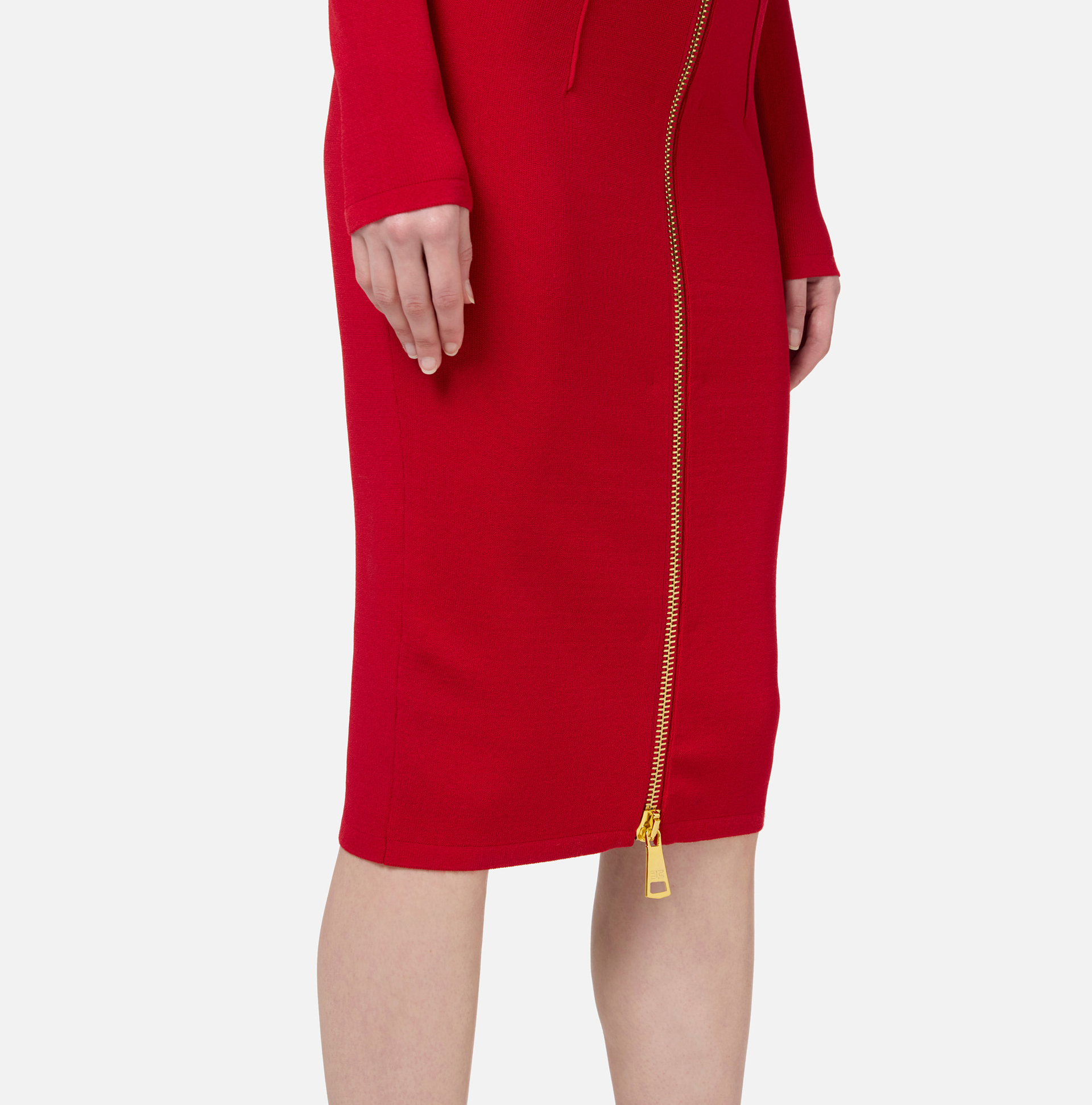 Viscose midi dress with zip | Elisabetta Franchi® Outlet