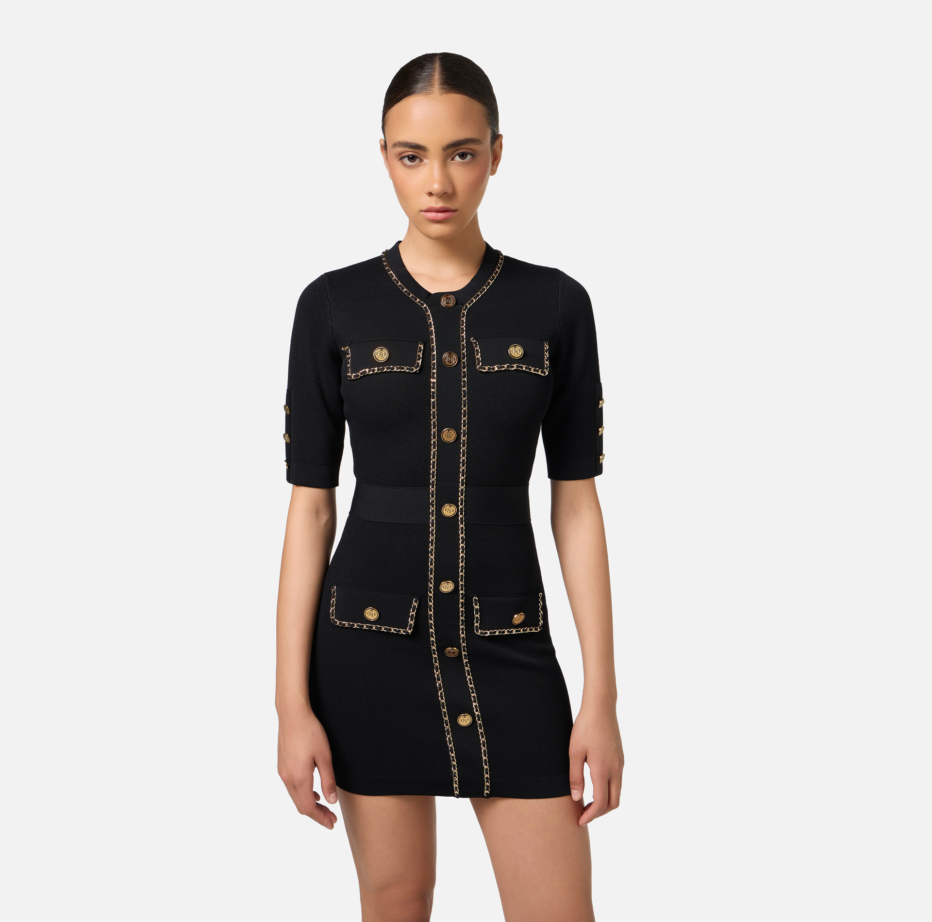 Viscose mini dress with chain | Elisabetta Franchi® Outlet