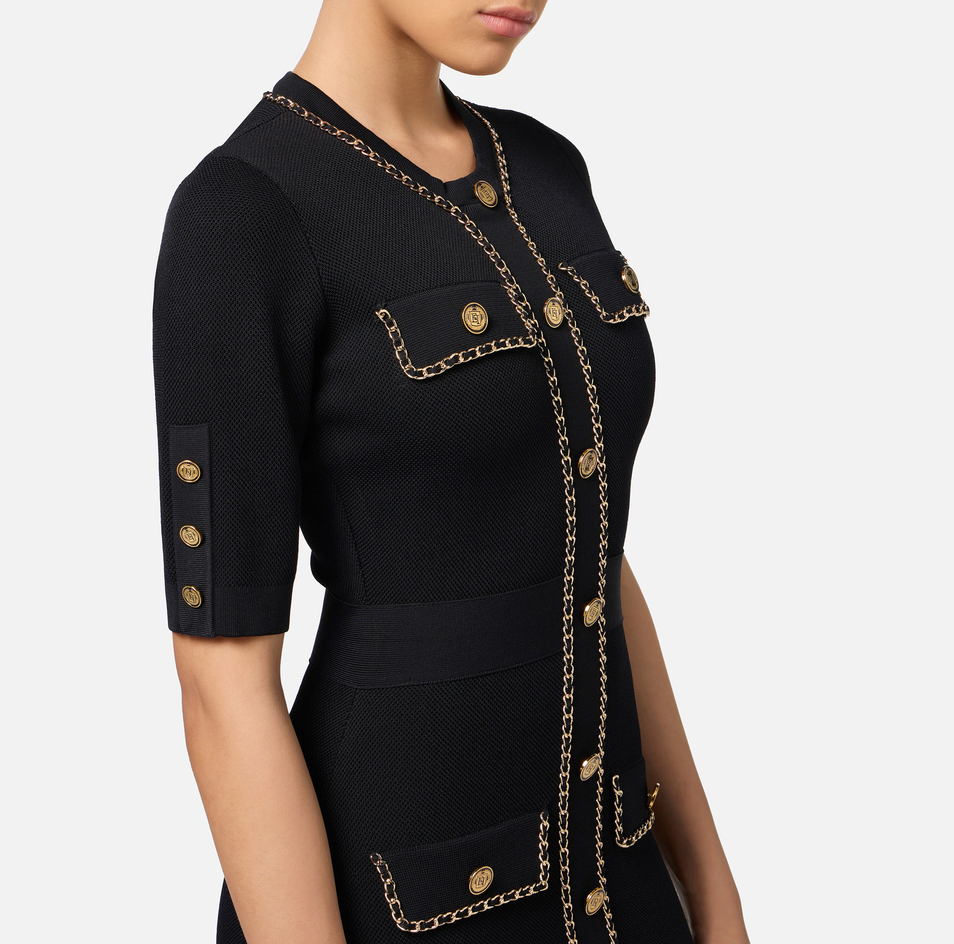 Viscose mini dress with chain | Elisabetta Franchi® Outlet