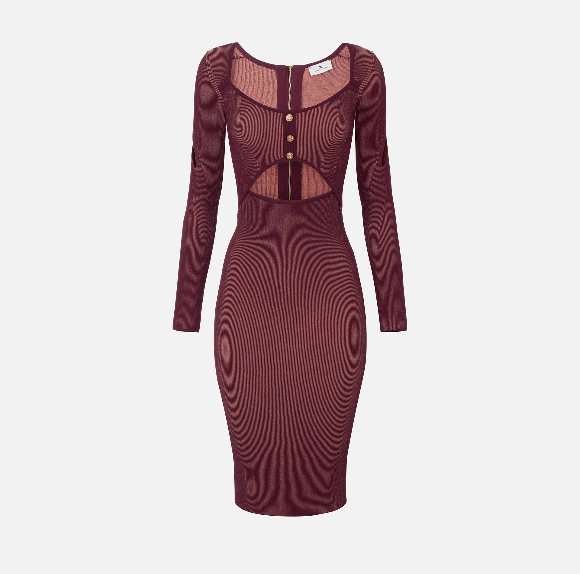 Midi dress in ribbed viscose fabric with cut-out | Elisabetta Franchi® Outlet
