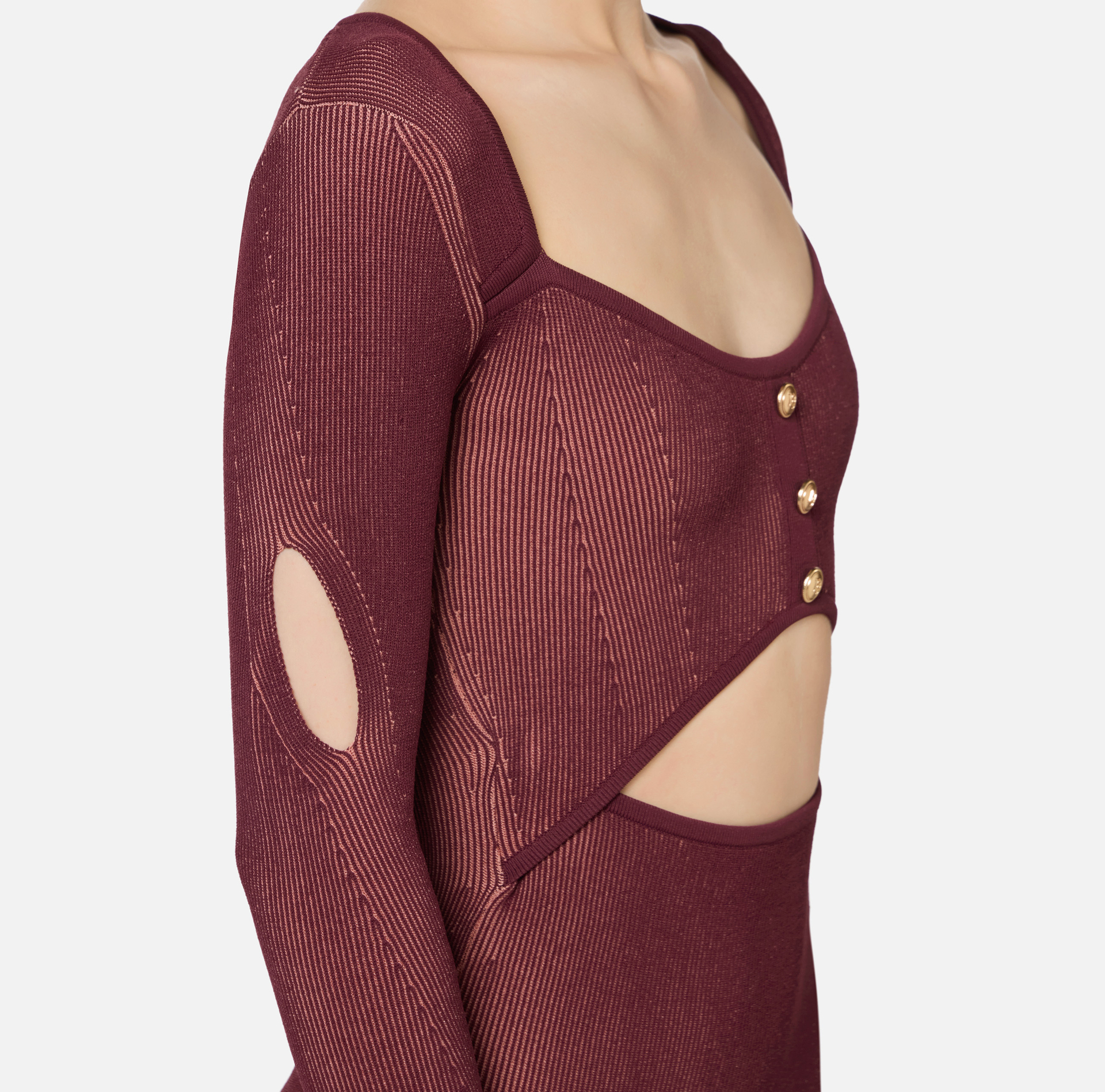 Midi dress in ribbed viscose fabric with cut-out | Elisabetta Franchi® Outlet
