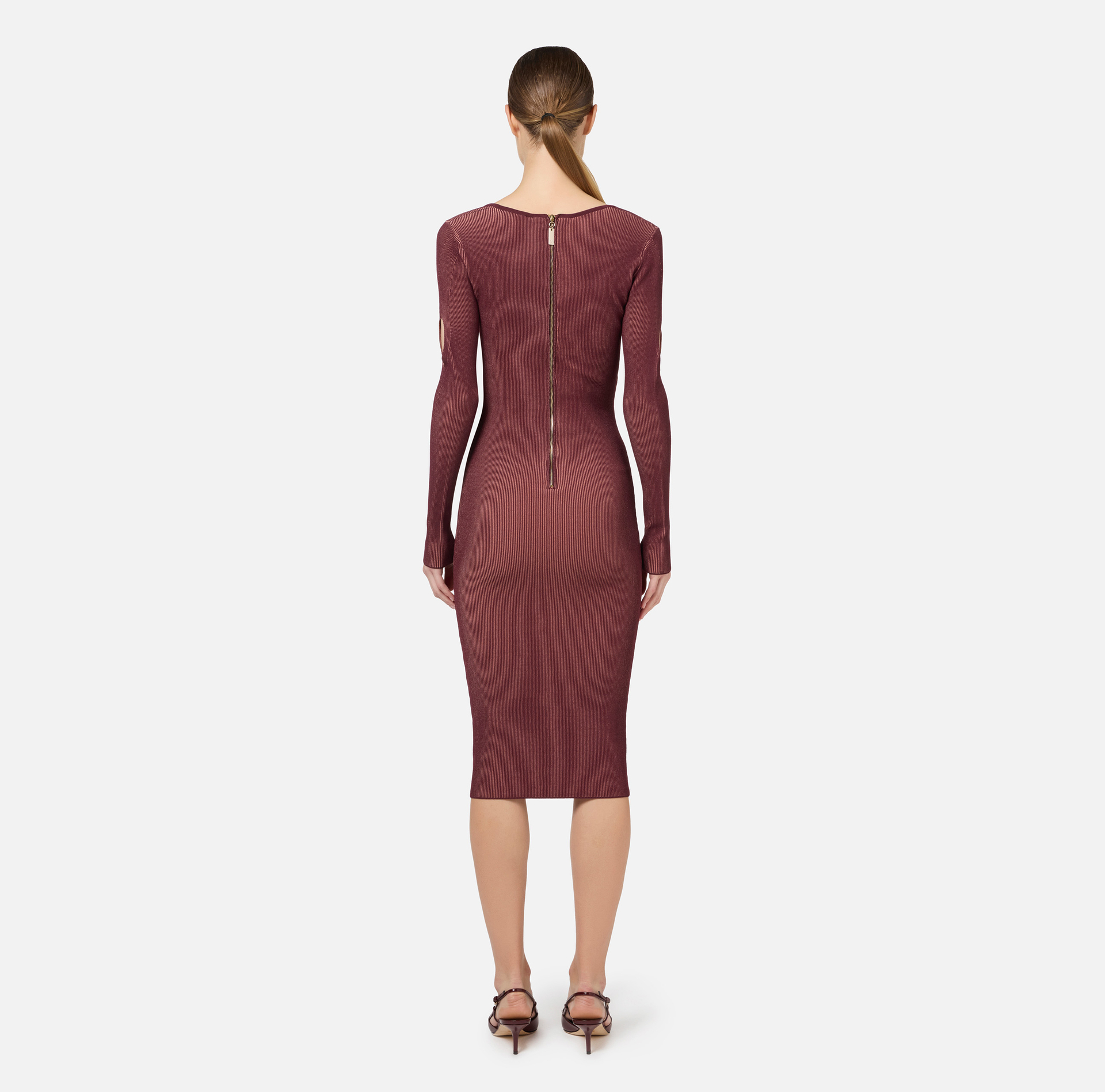 Midi dress in ribbed viscose fabric with cut-out | Elisabetta Franchi® Outlet