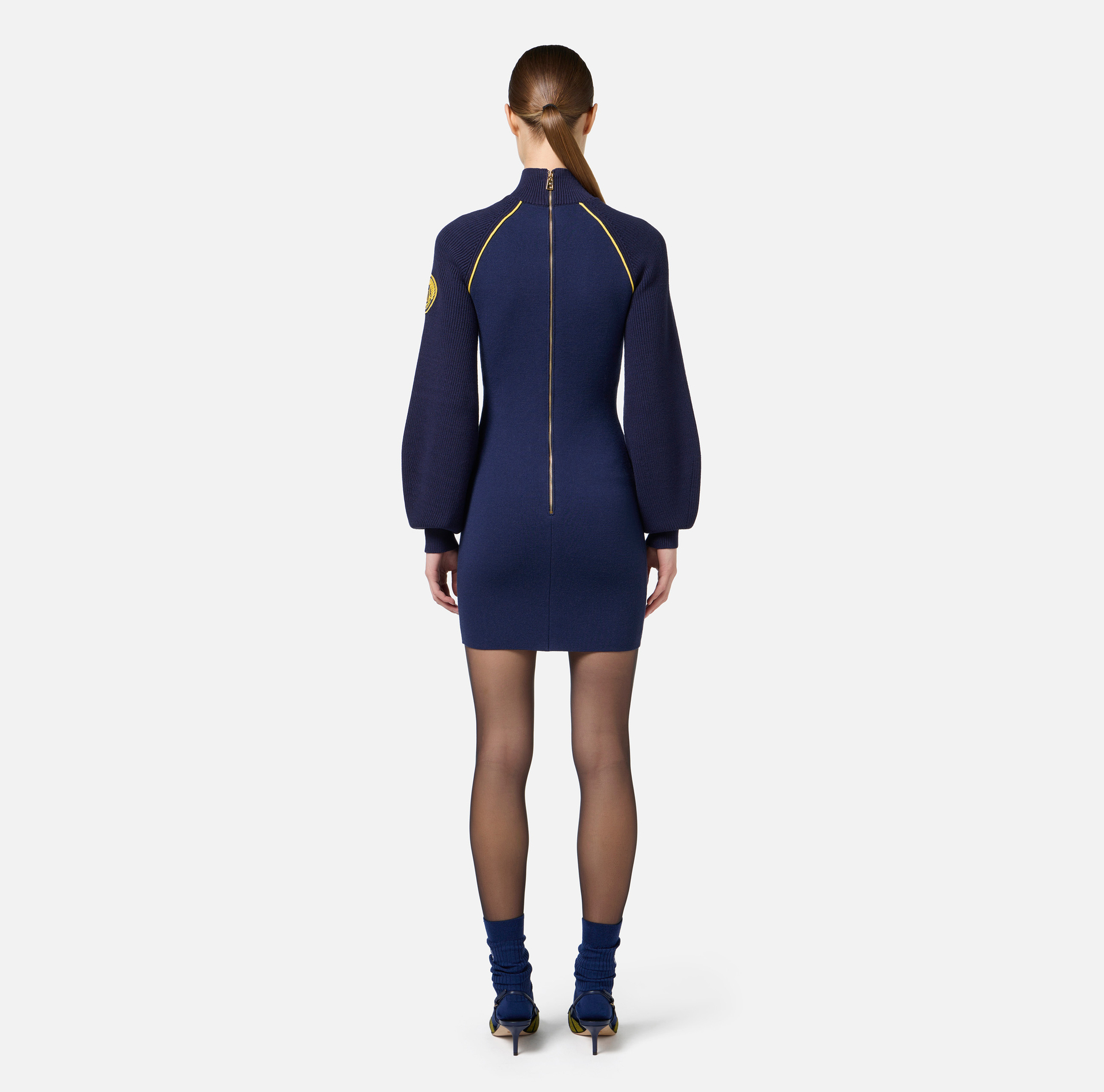 Viscose mini-dress with logo patch | Elisabetta Franchi® Outlet