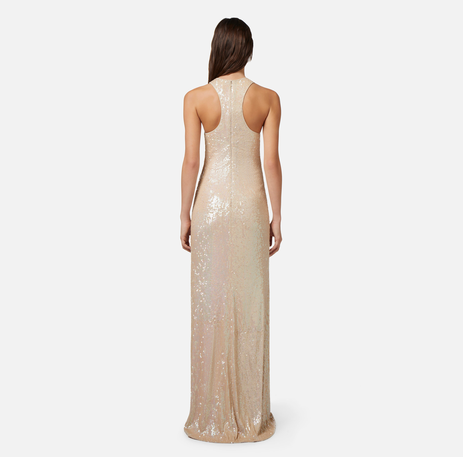 Red carpet dress in jersey with sequins - Elisabetta Franchi® Outlet