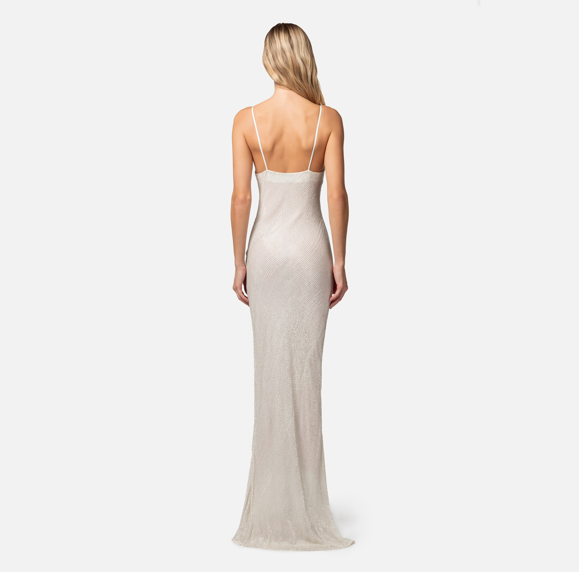 Red carpet dress in embroidered georgette - Elisabetta Franchi® Outlet