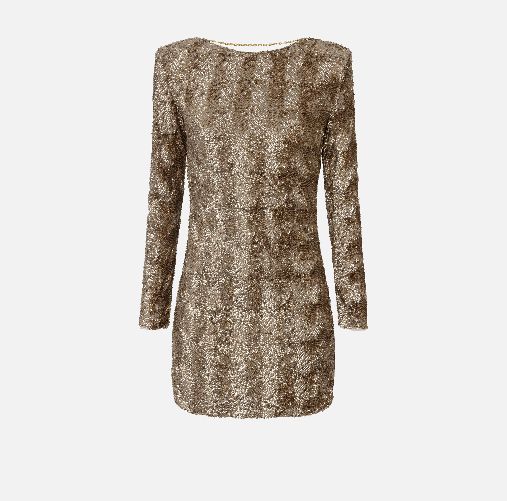 Sequin-embroidered tulle boxy mini-dress | Elisabetta Franchi® Outlet