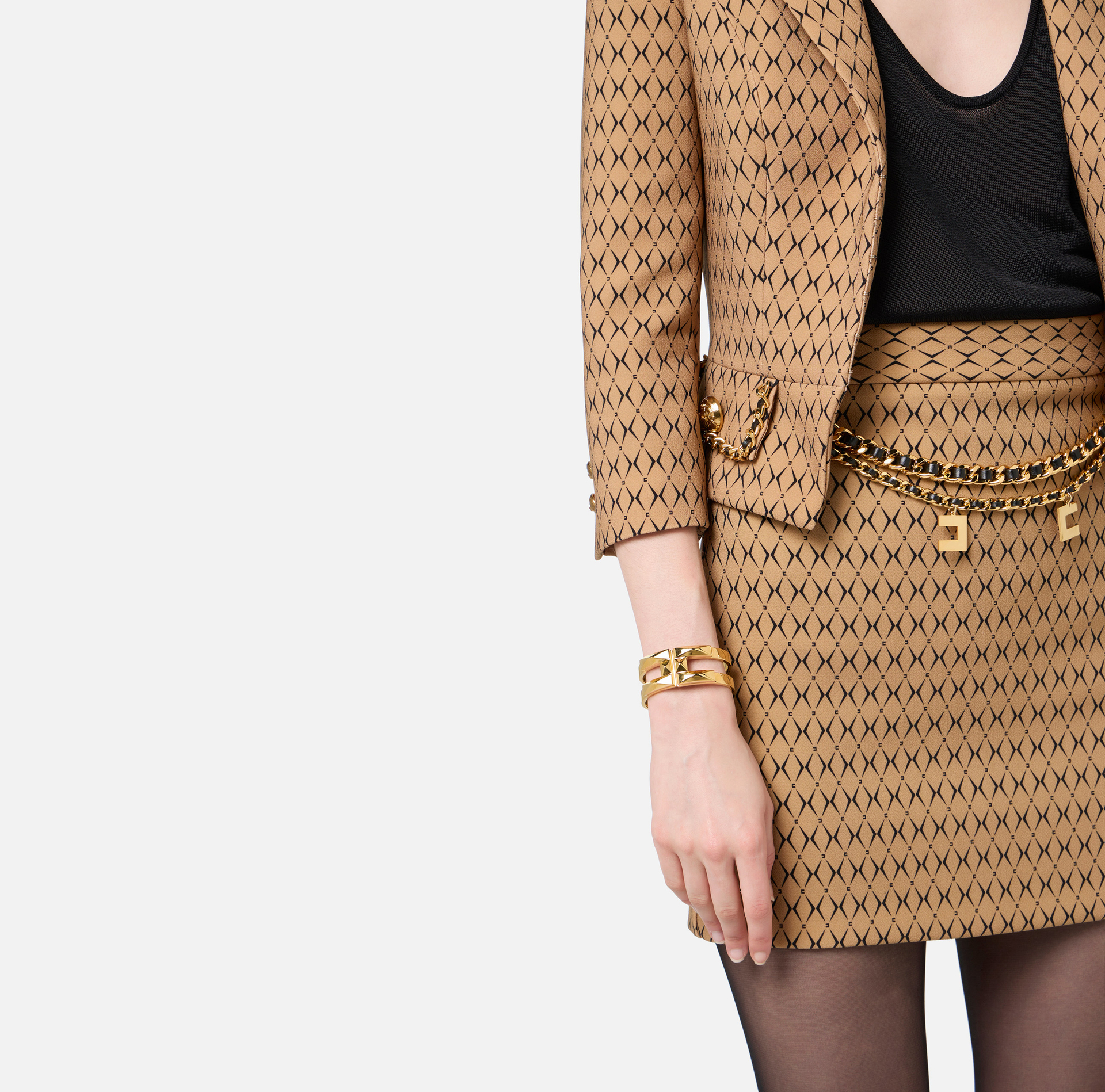 Golden metal rigid bracelet | Elisabetta Franchi® Outlet