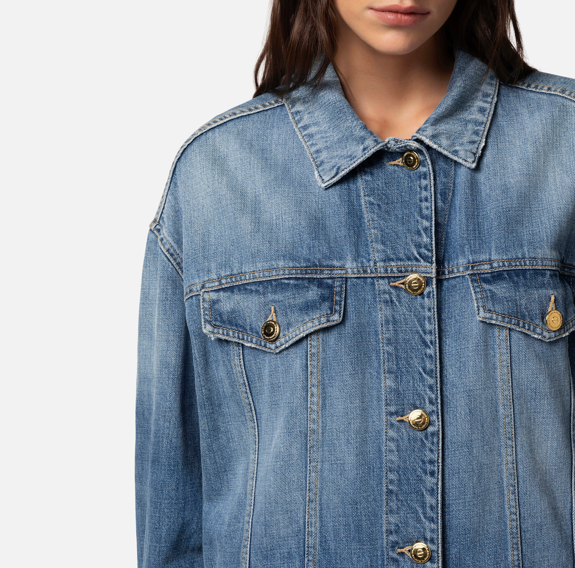 Oversized denim jacket - Elisabetta Franchi® Outlet