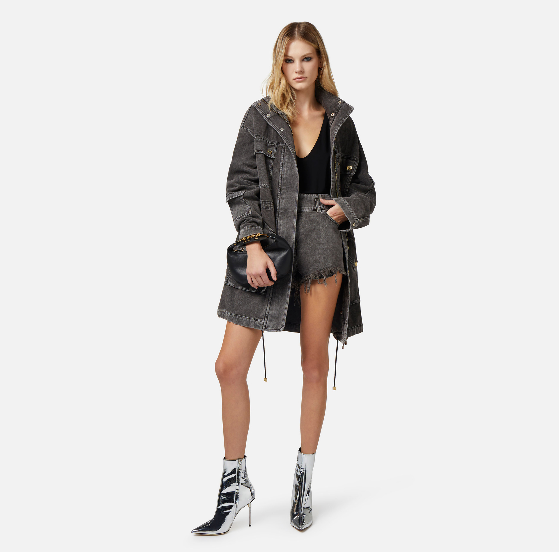 Parka over in denim | Elisabetta Franchi® Outlet