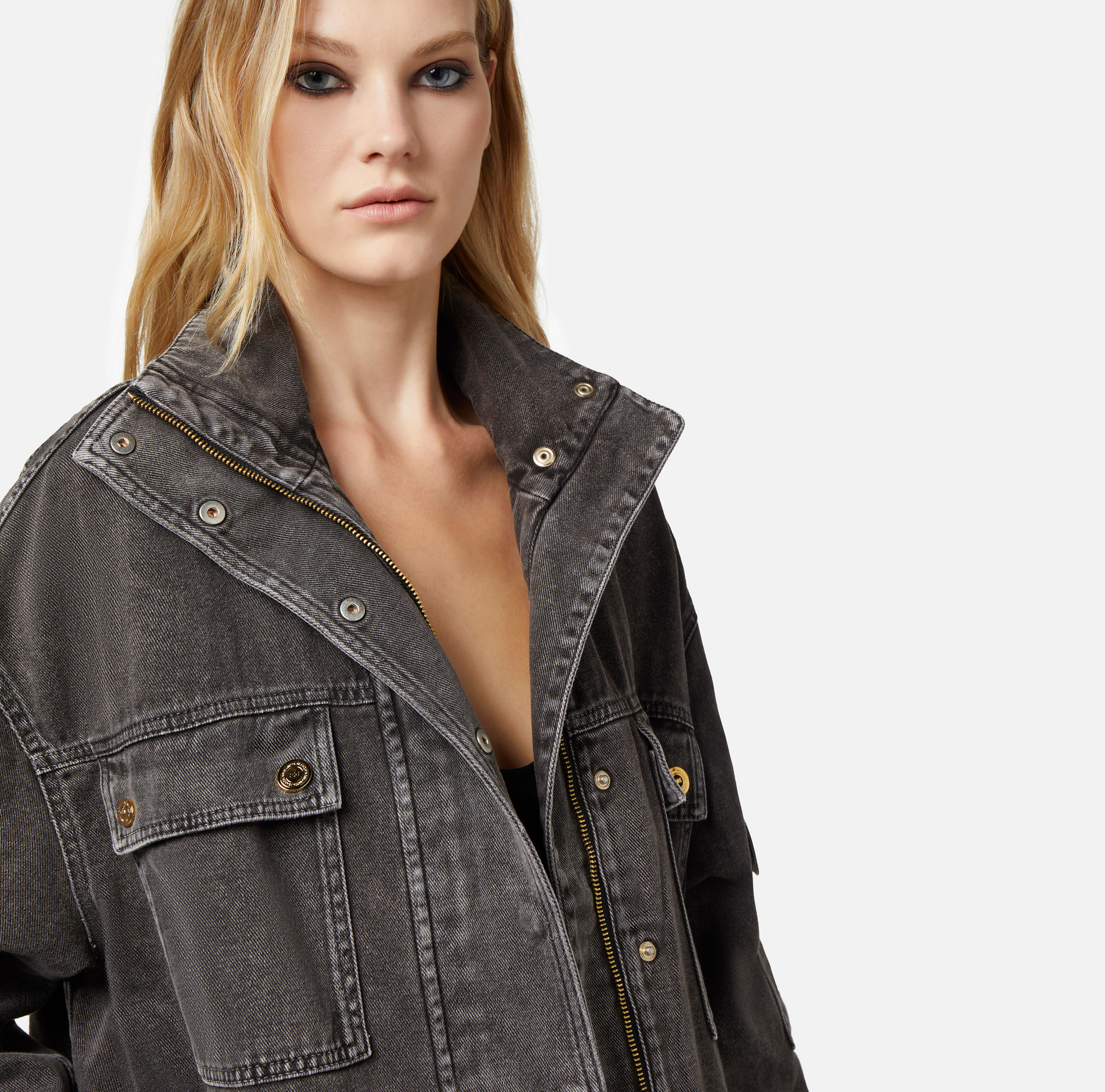 Parka over in denim | Elisabetta Franchi® Outlet
