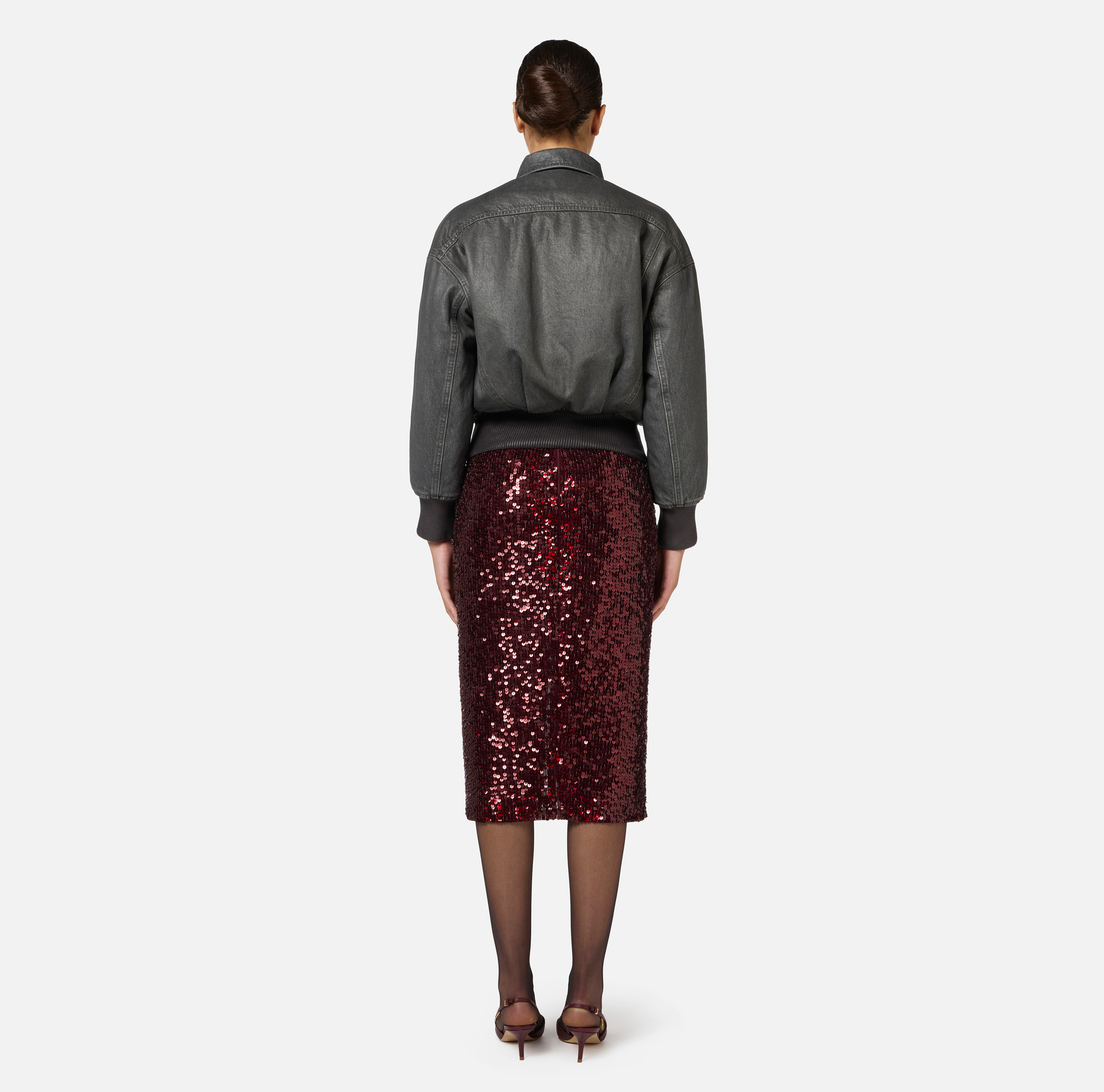 Shiny crackle denim jacket - Elisabetta Franchi® Outlet
