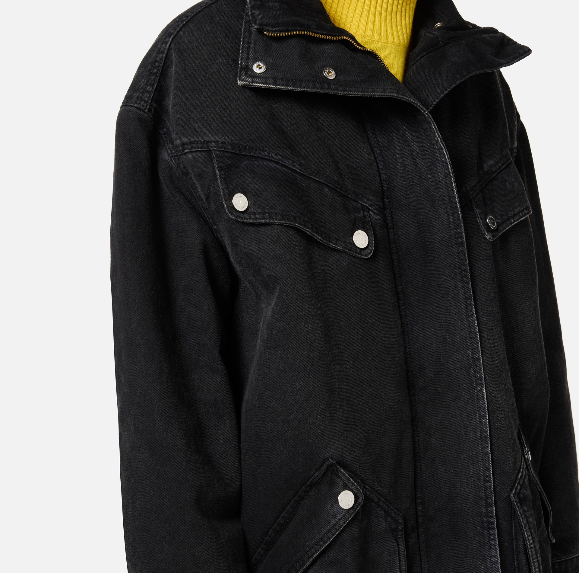 Oversized denim parka with faux sheepskin | Elisabetta Franchi® Outlet