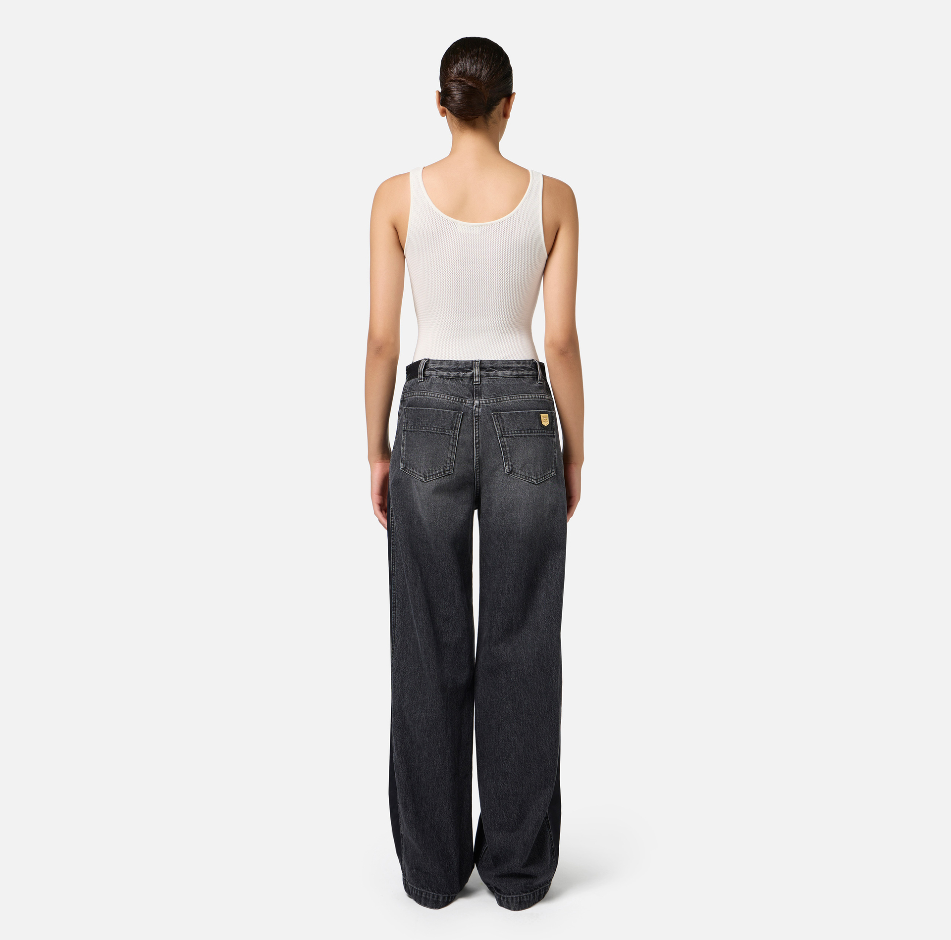 Body de viscosa punto malla con engastado | Elisabetta Franchi® Outlet