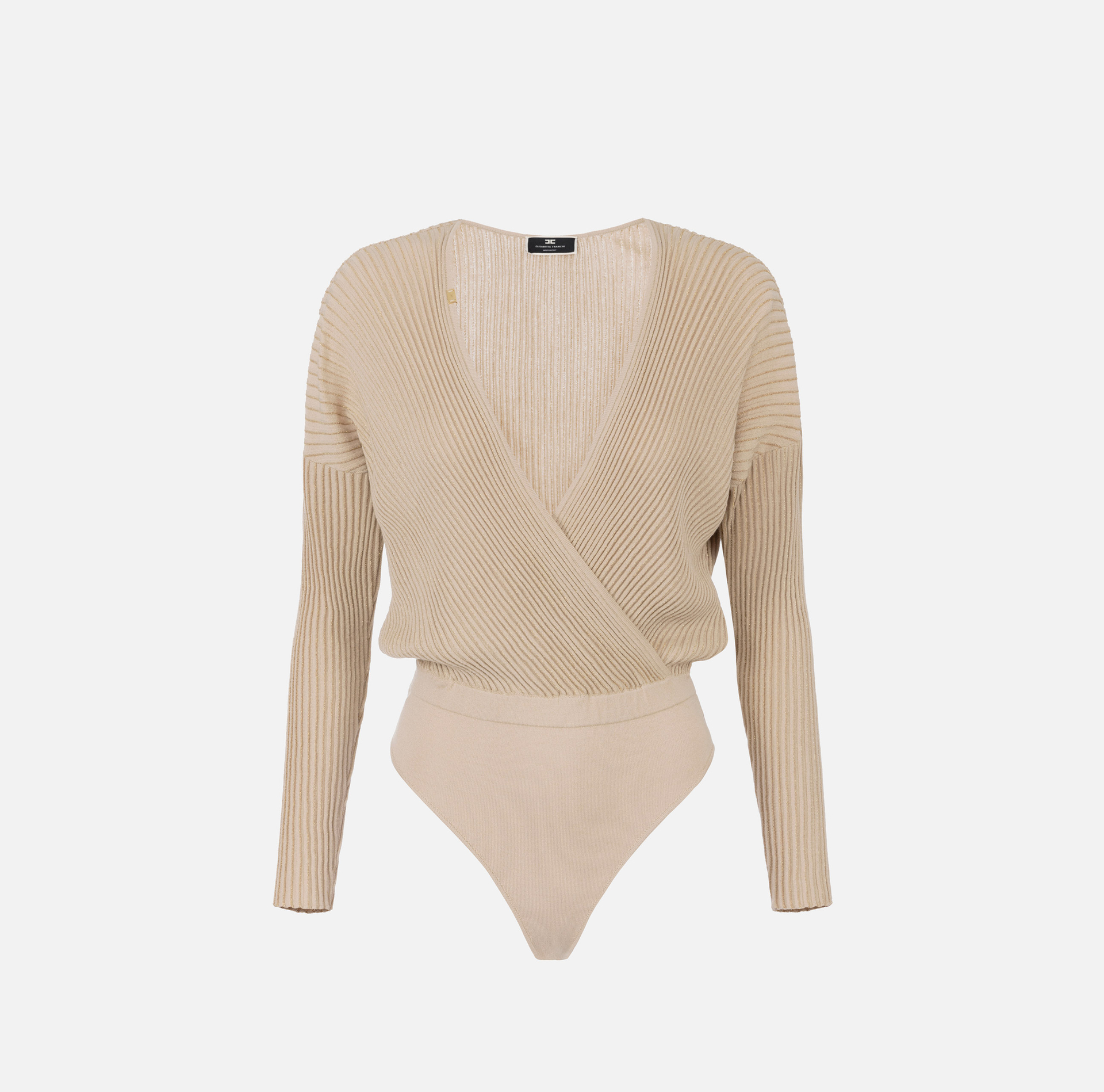 Bodysuit in narrow-ribbed lurex and viscose fabric | Elisabetta Franchi® Outlet